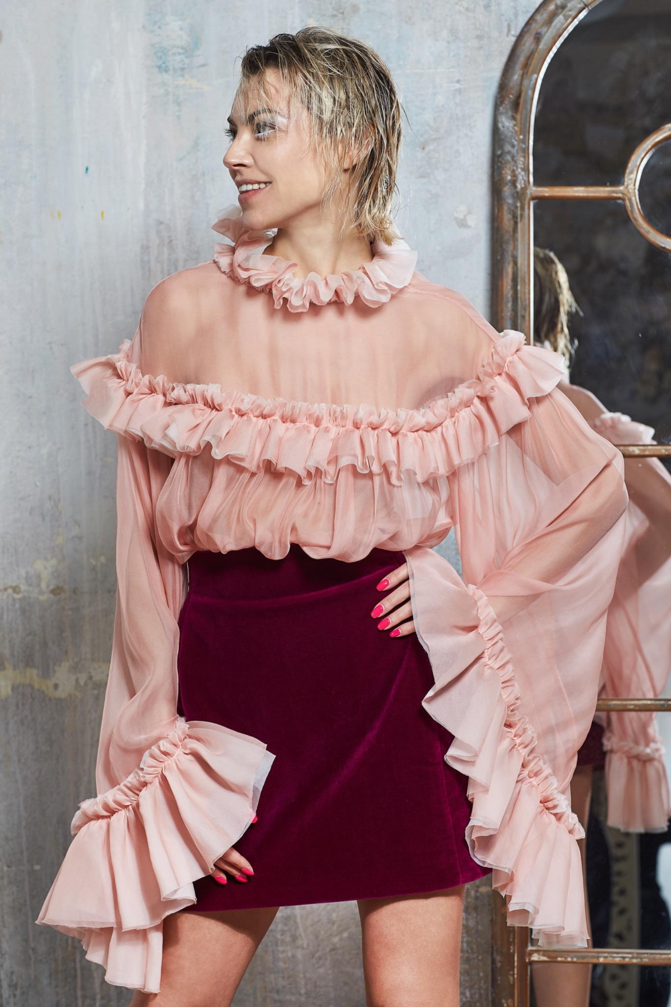 Ruffle Silk Blouse Sensual Whisper