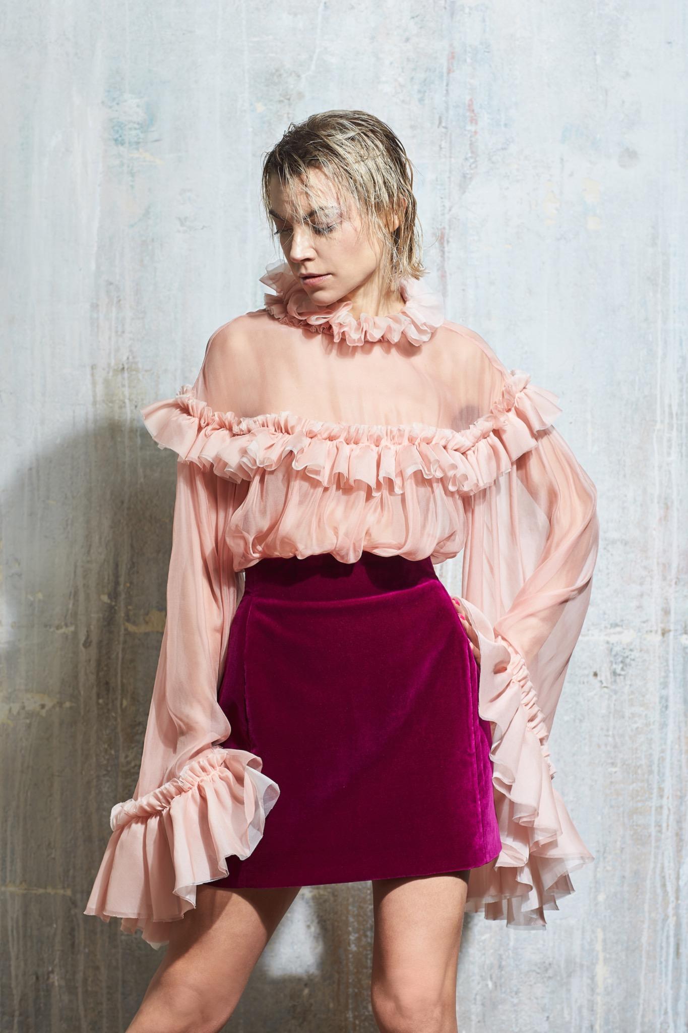 Ruffle Silk Blouse Sensual Whisper