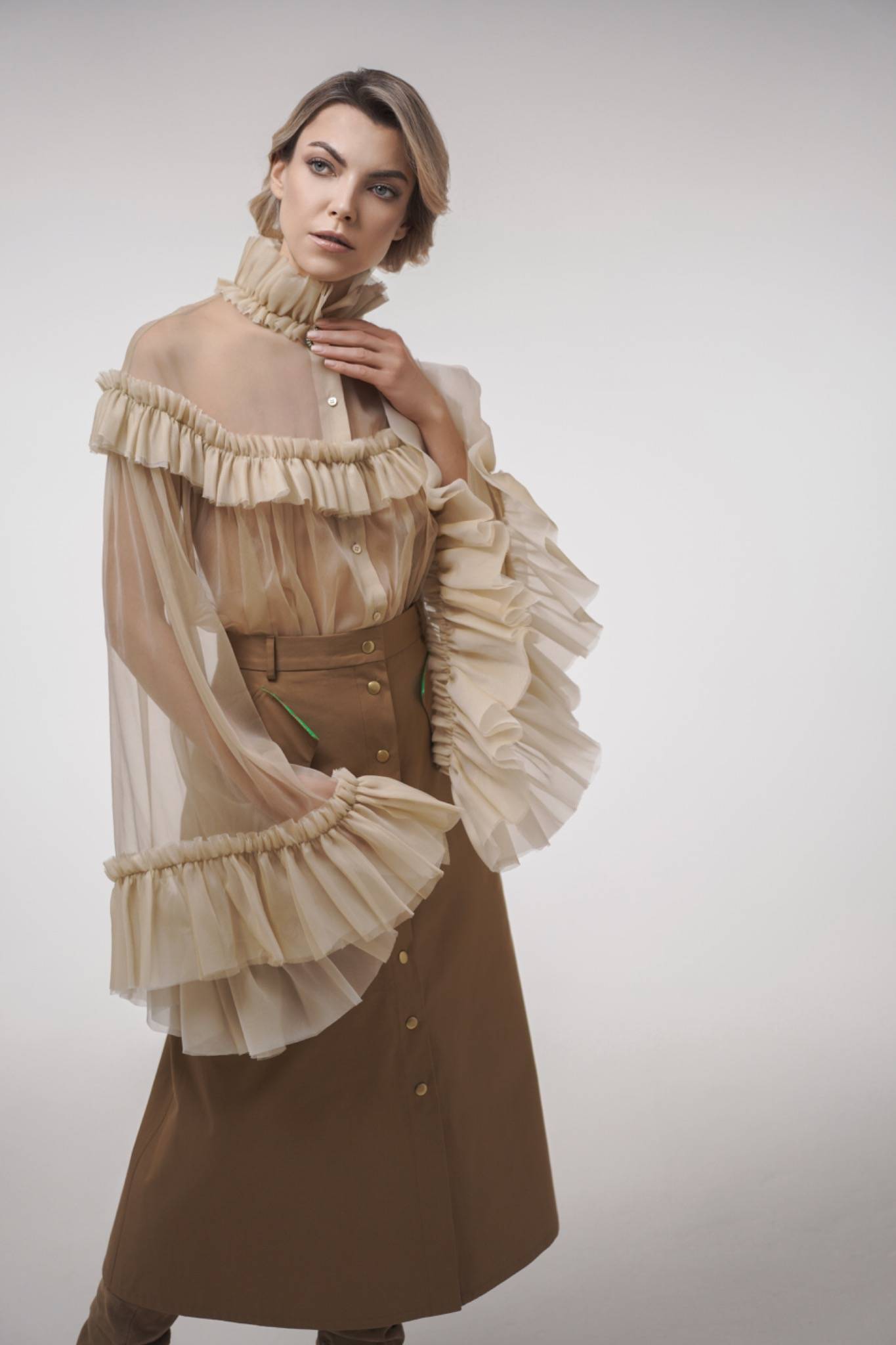 A-line skirt with vintage fabric inserts