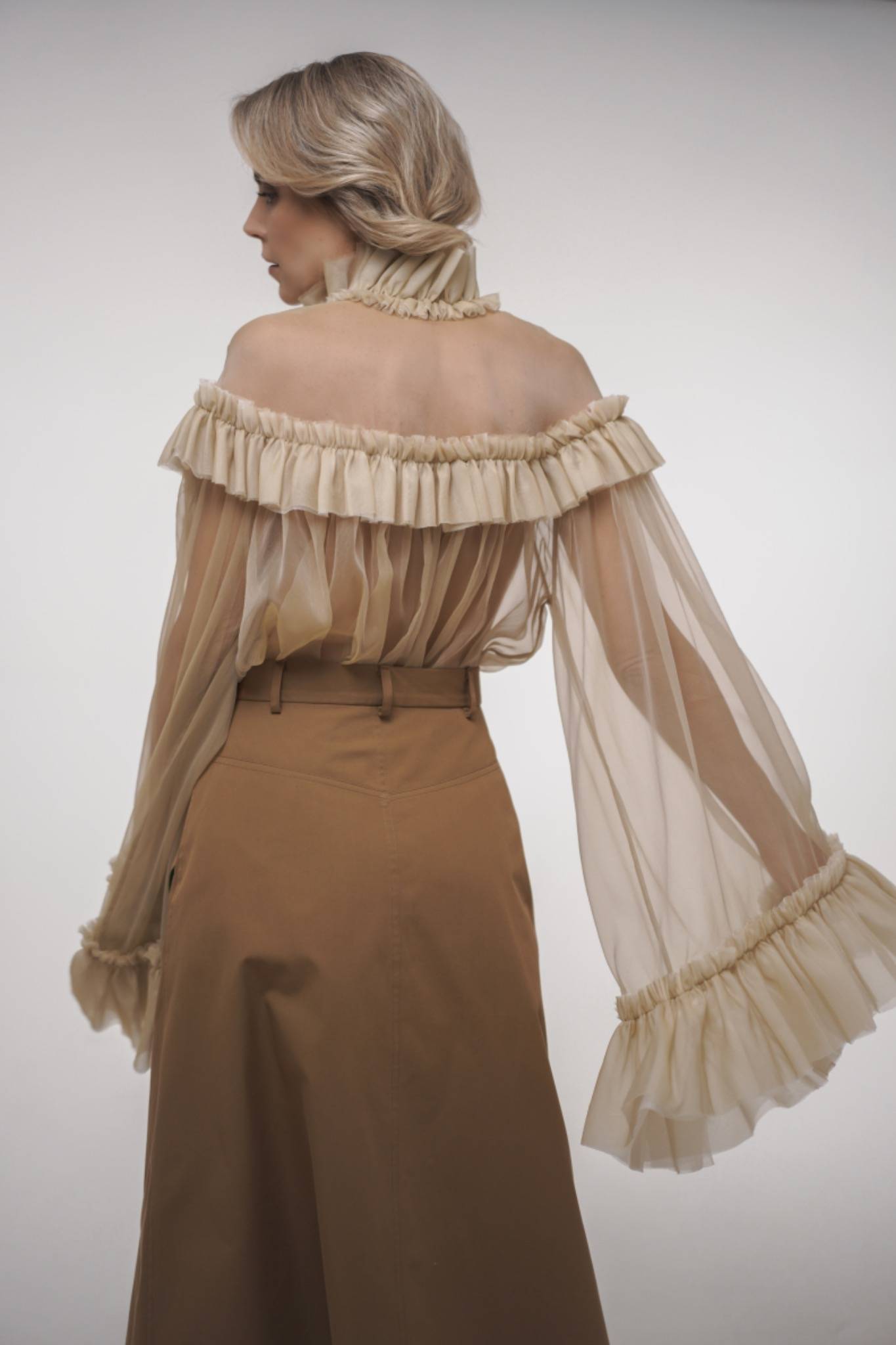 A-line skirt with vintage fabric inserts