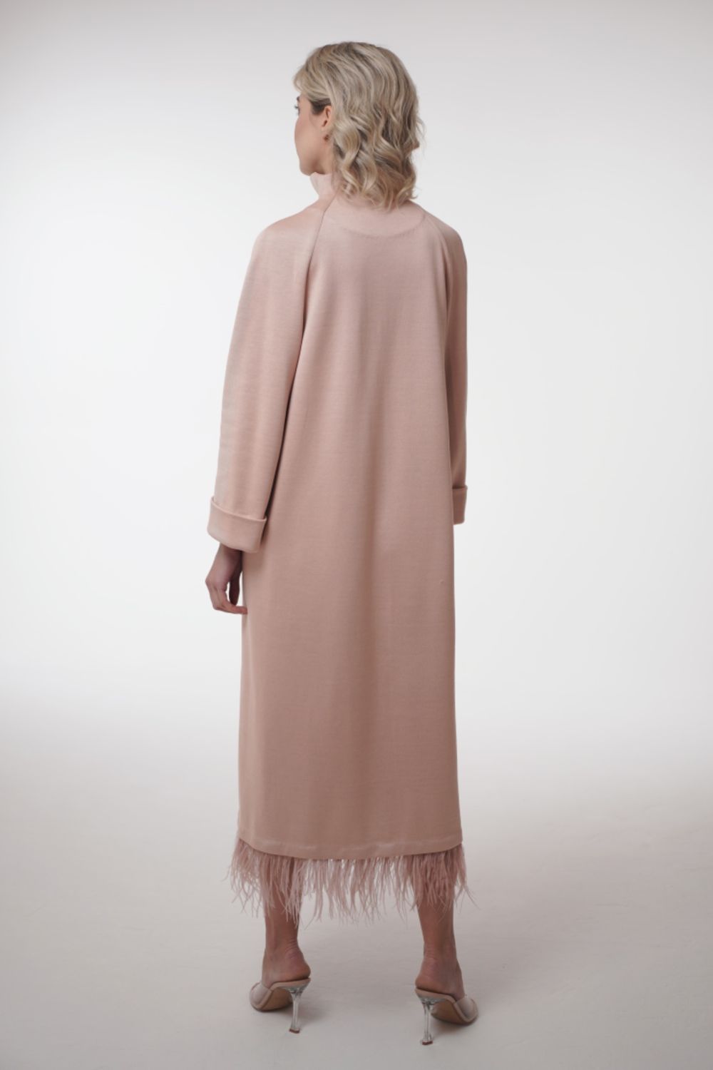 Robe Coat with Ostrich Feather Trim Haute Ligne
