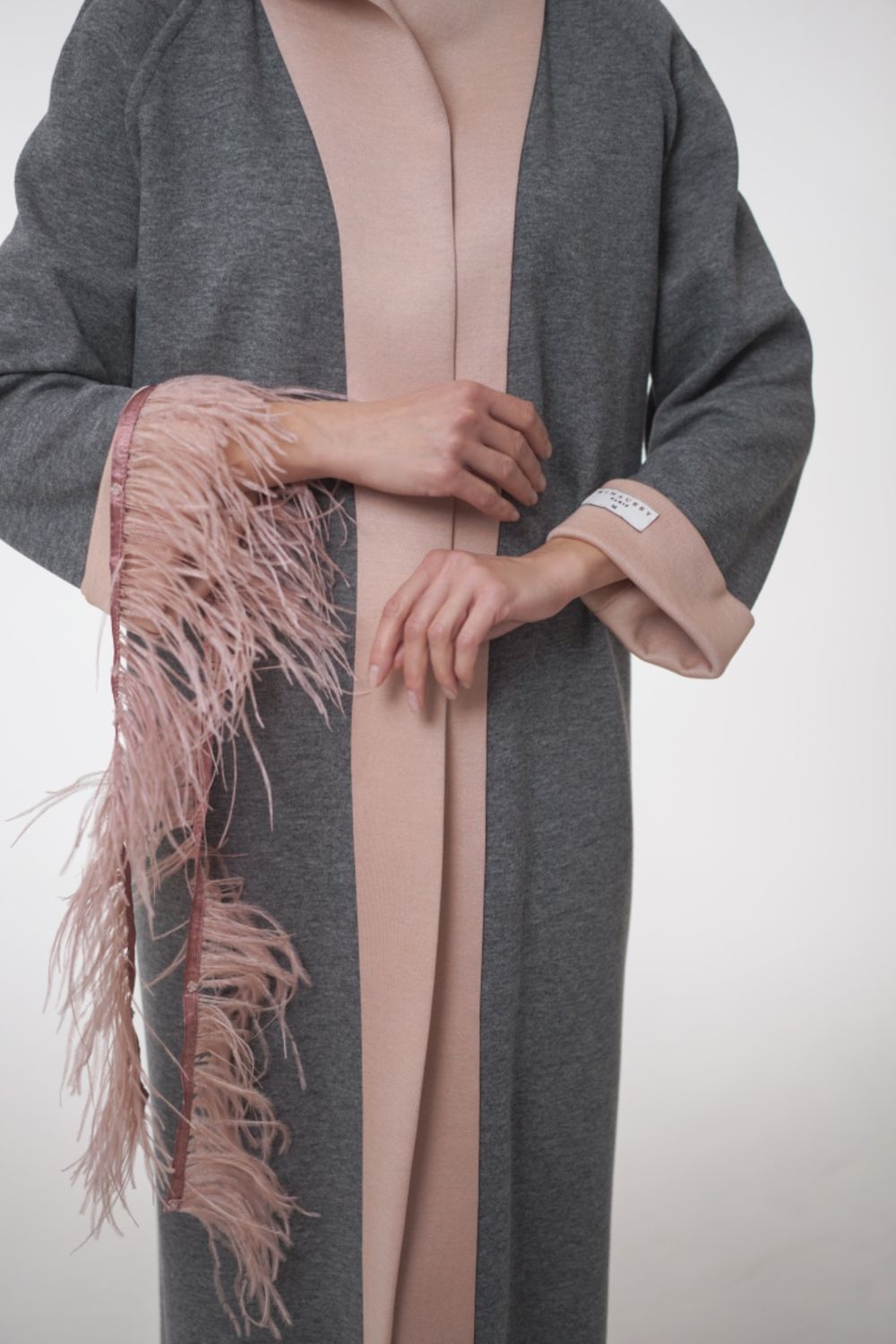 Robe Coat with Ostrich Feather Trim Haute Ligne