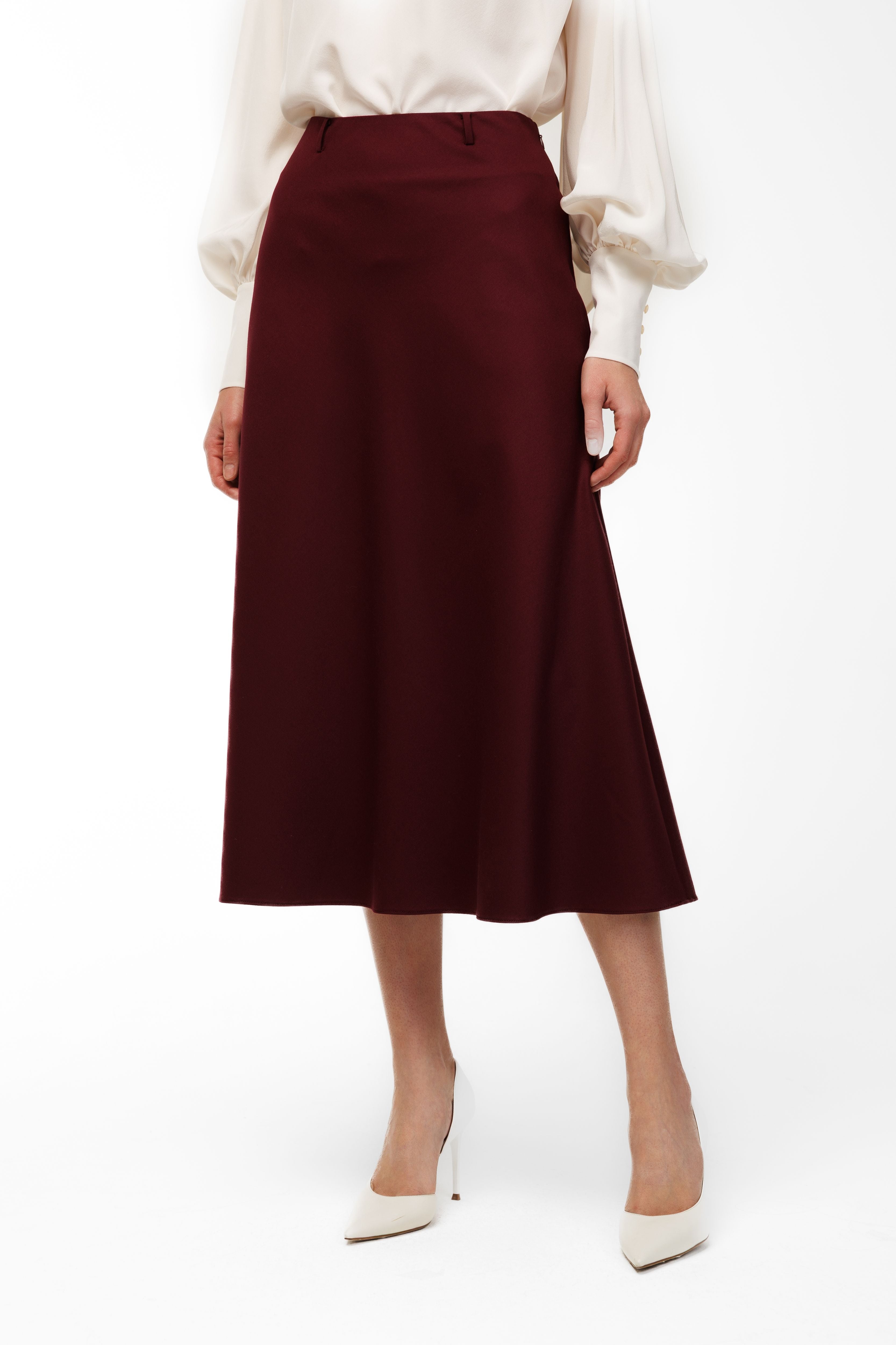 A-Line Midi Skirt Burgundy