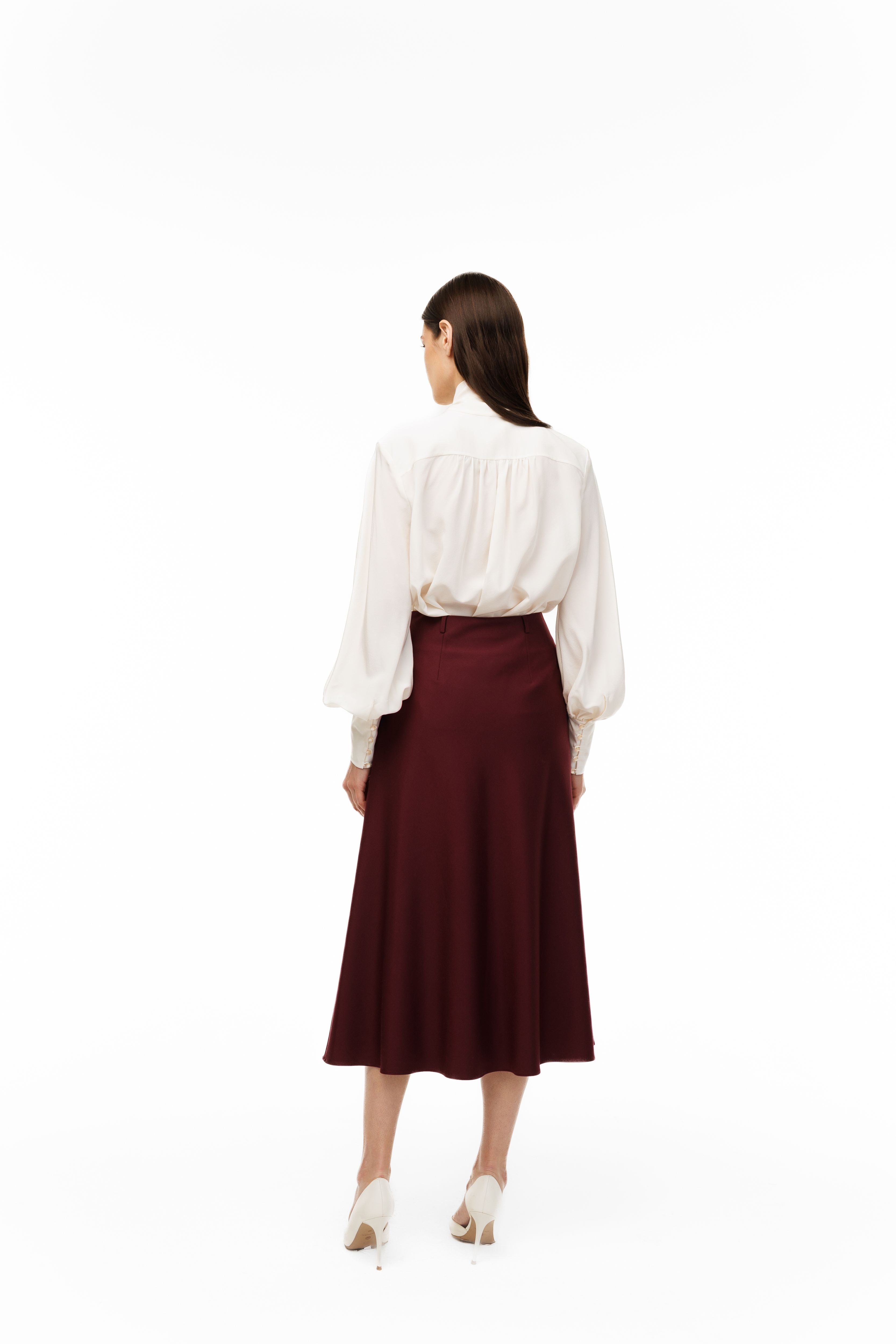 A-Line Midi Skirt Burgundy