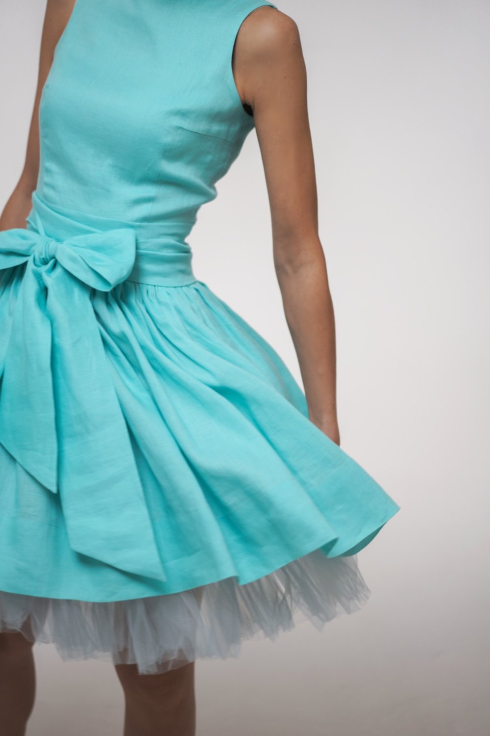Cotton dress Poupée with petticoat and bow belt