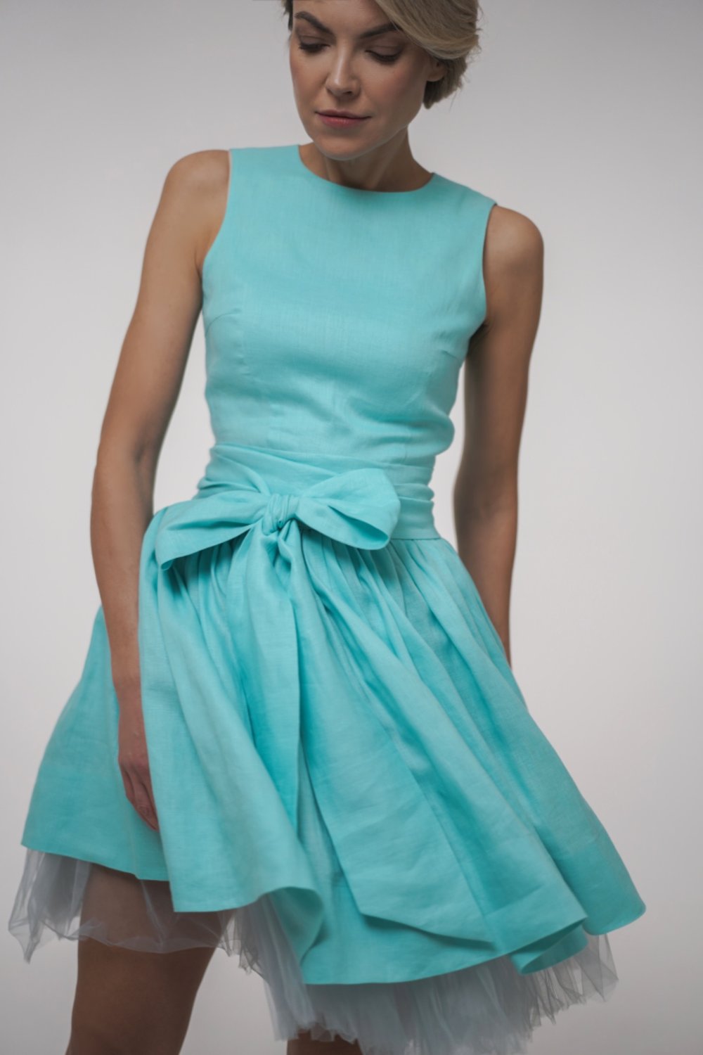 Cotton dress Poupée with petticoat and bow belt