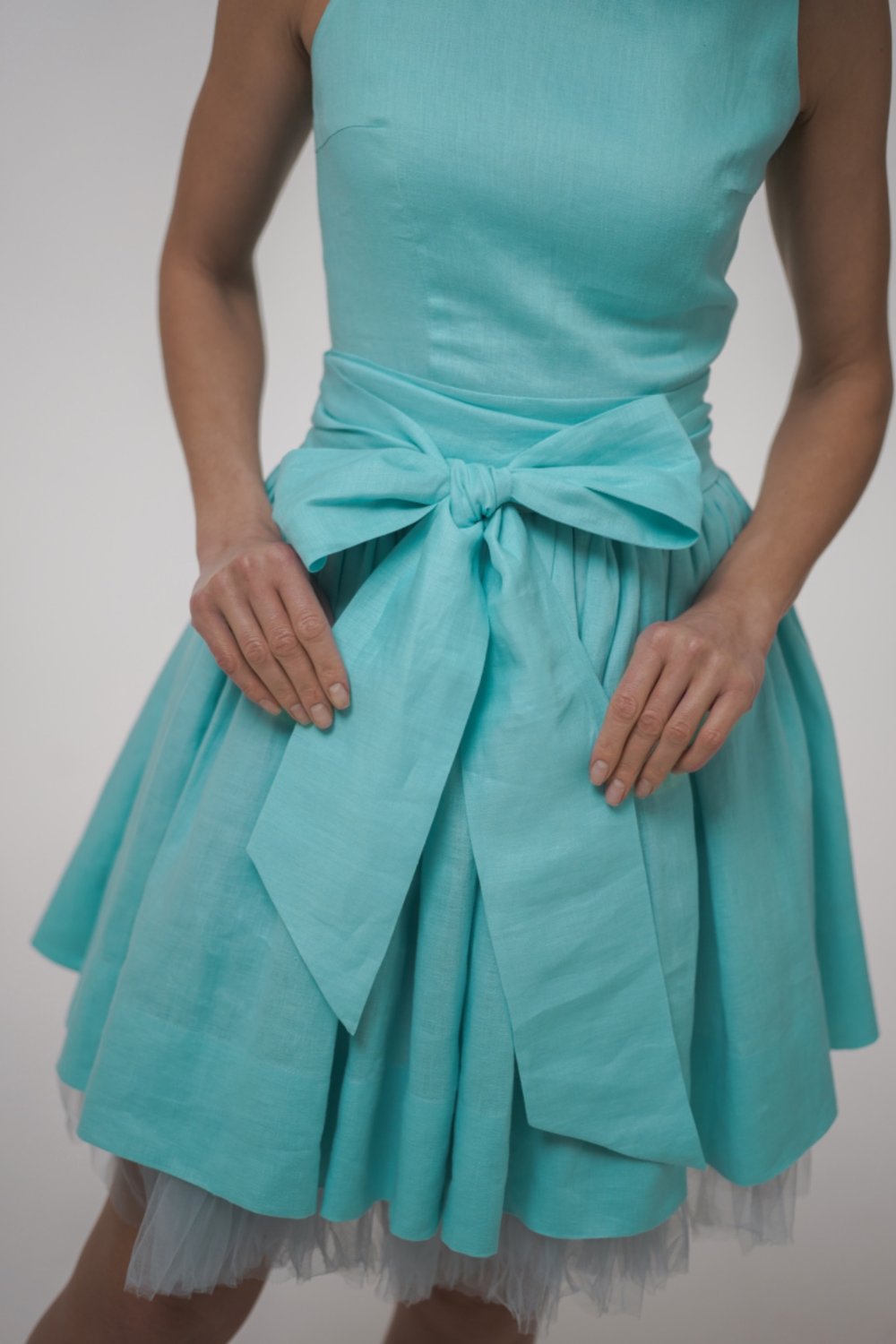 Cotton dress Poupée with petticoat and bow belt