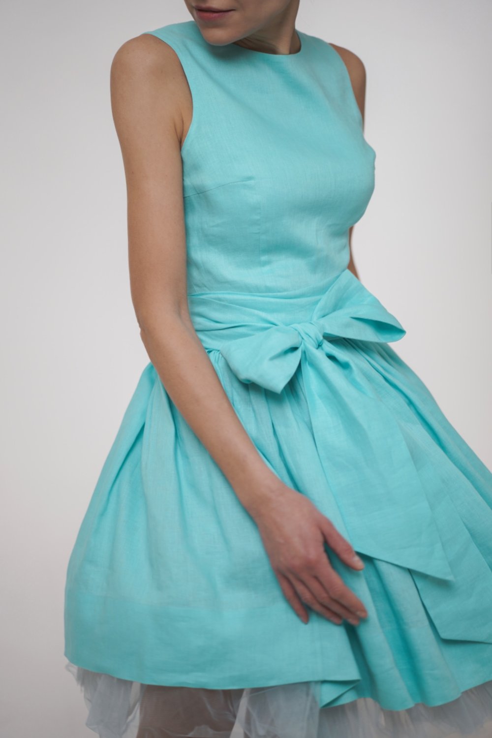 Cotton dress Poupée with petticoat and bow belt