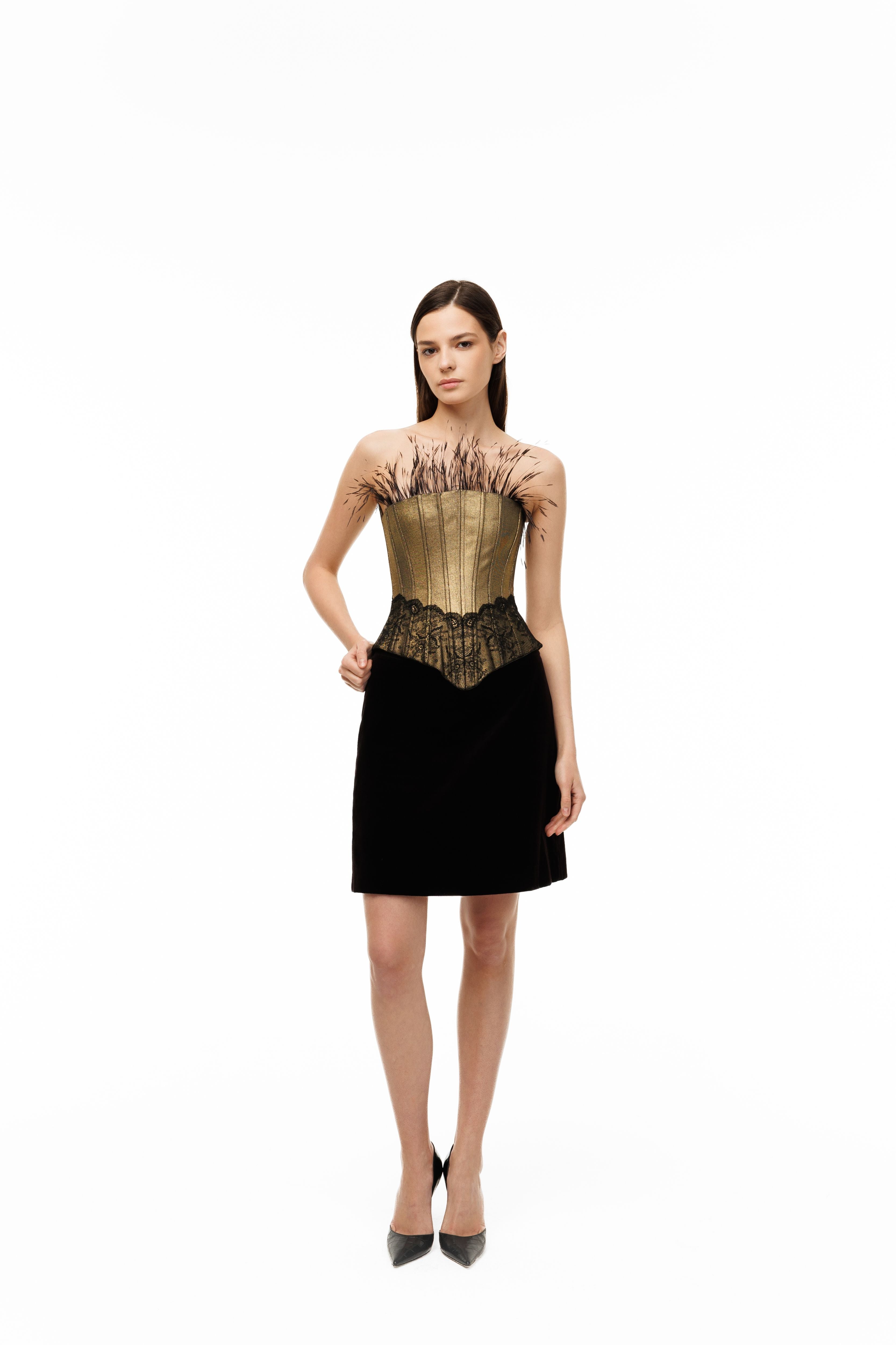 Gold Denim Corset La Nuit Dorée
