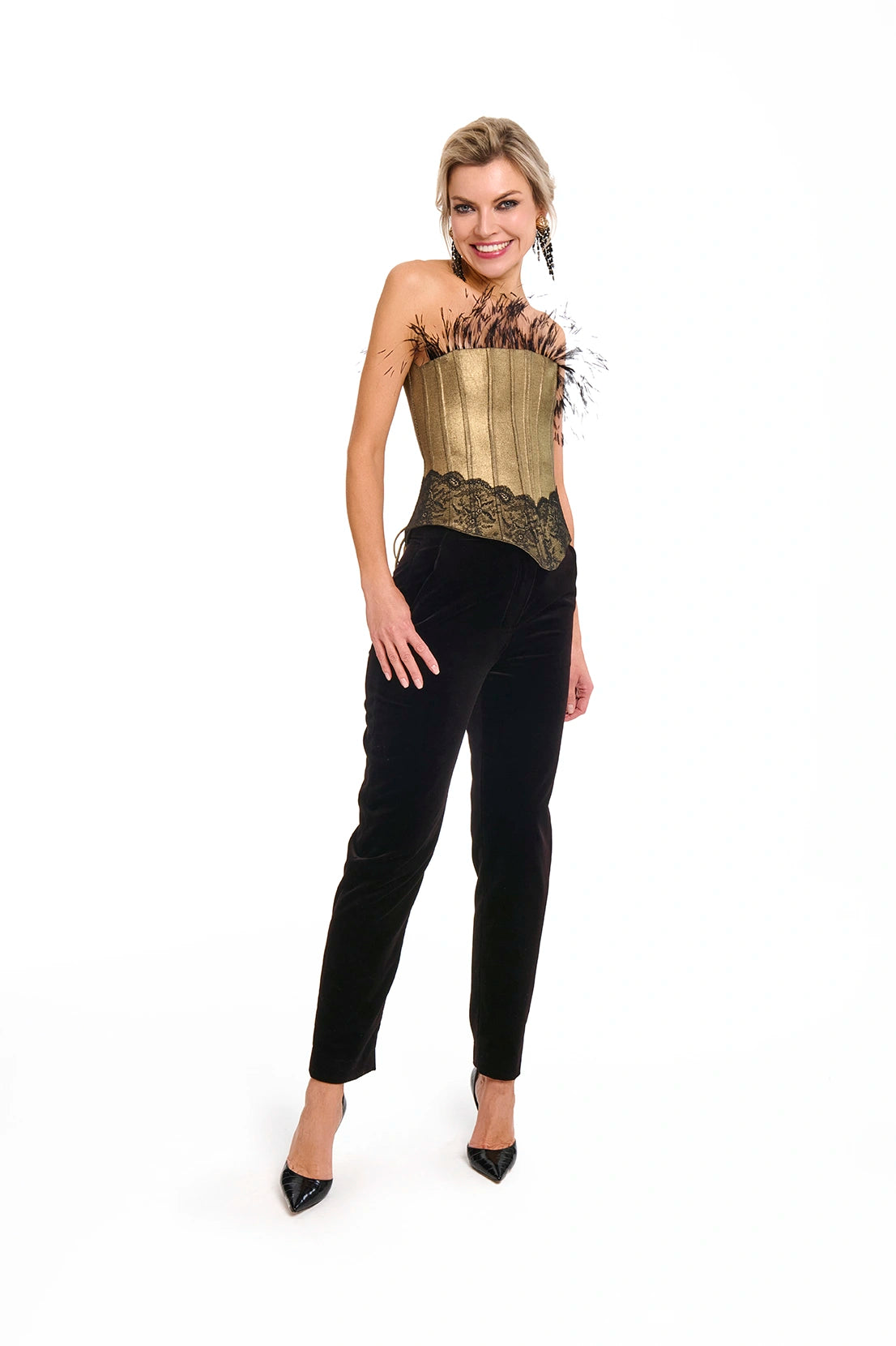 Gold denim corset La Nuit Dorée