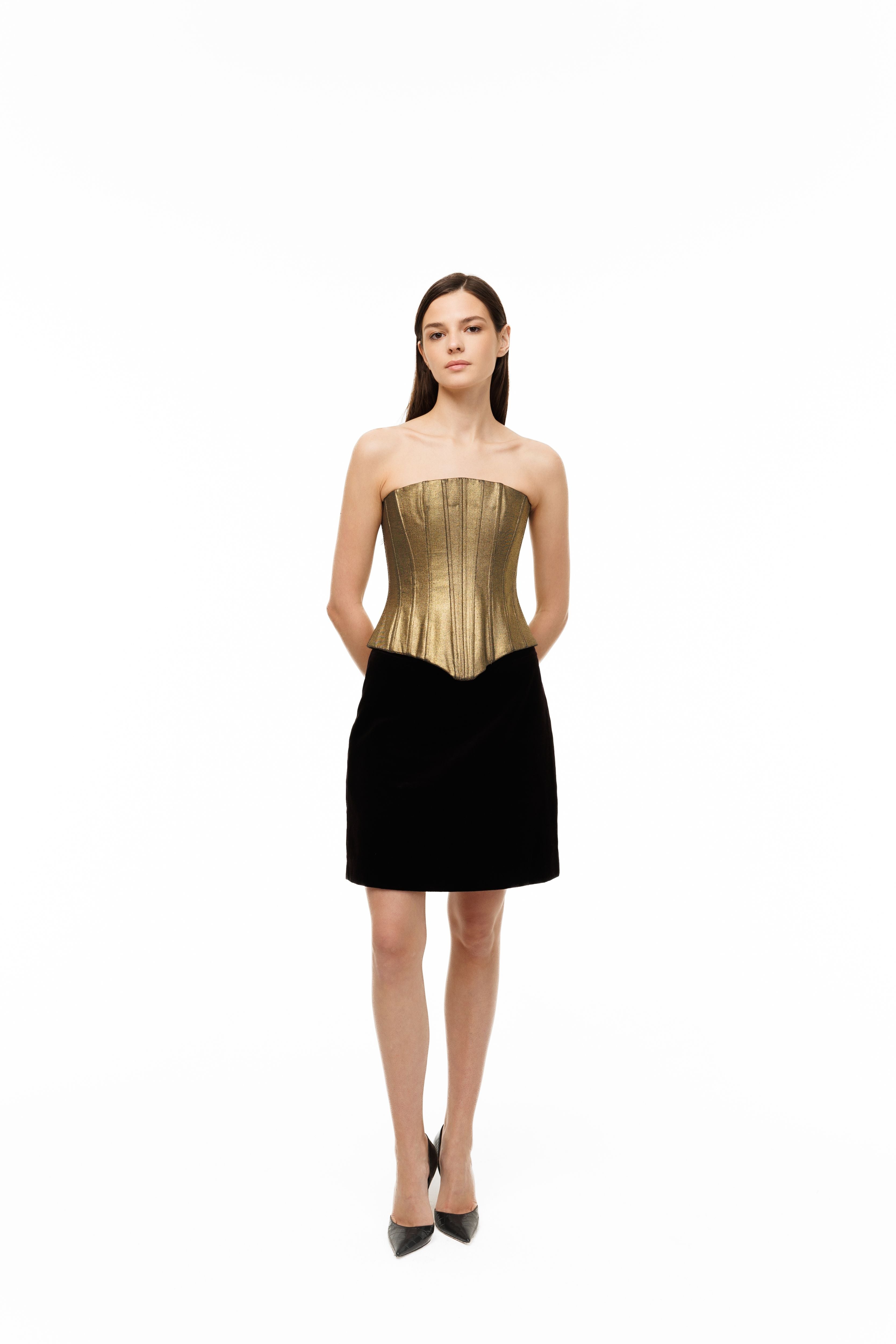 Gold Skin Denim Corset
