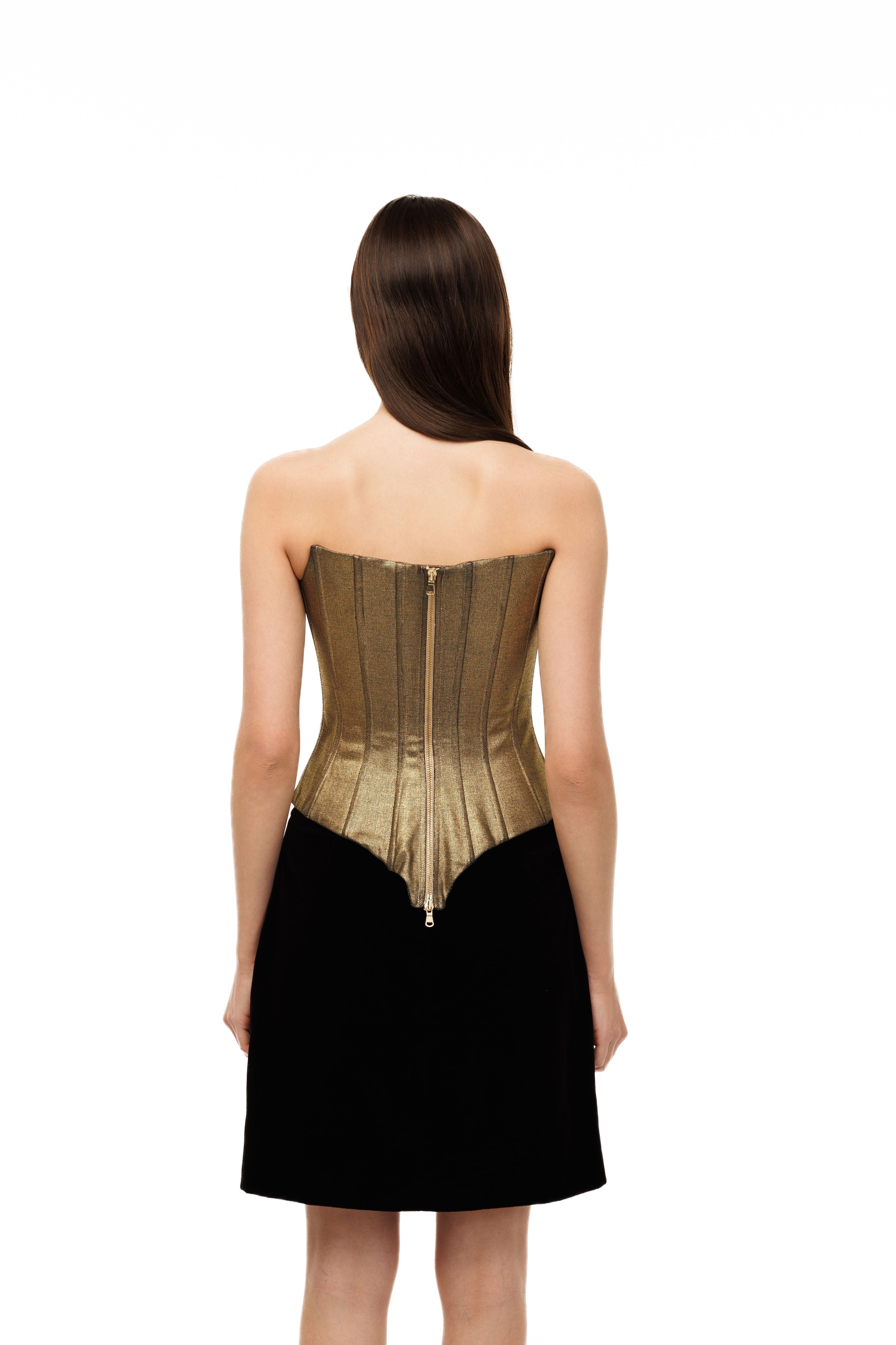 Gold Skin Denim Corset
