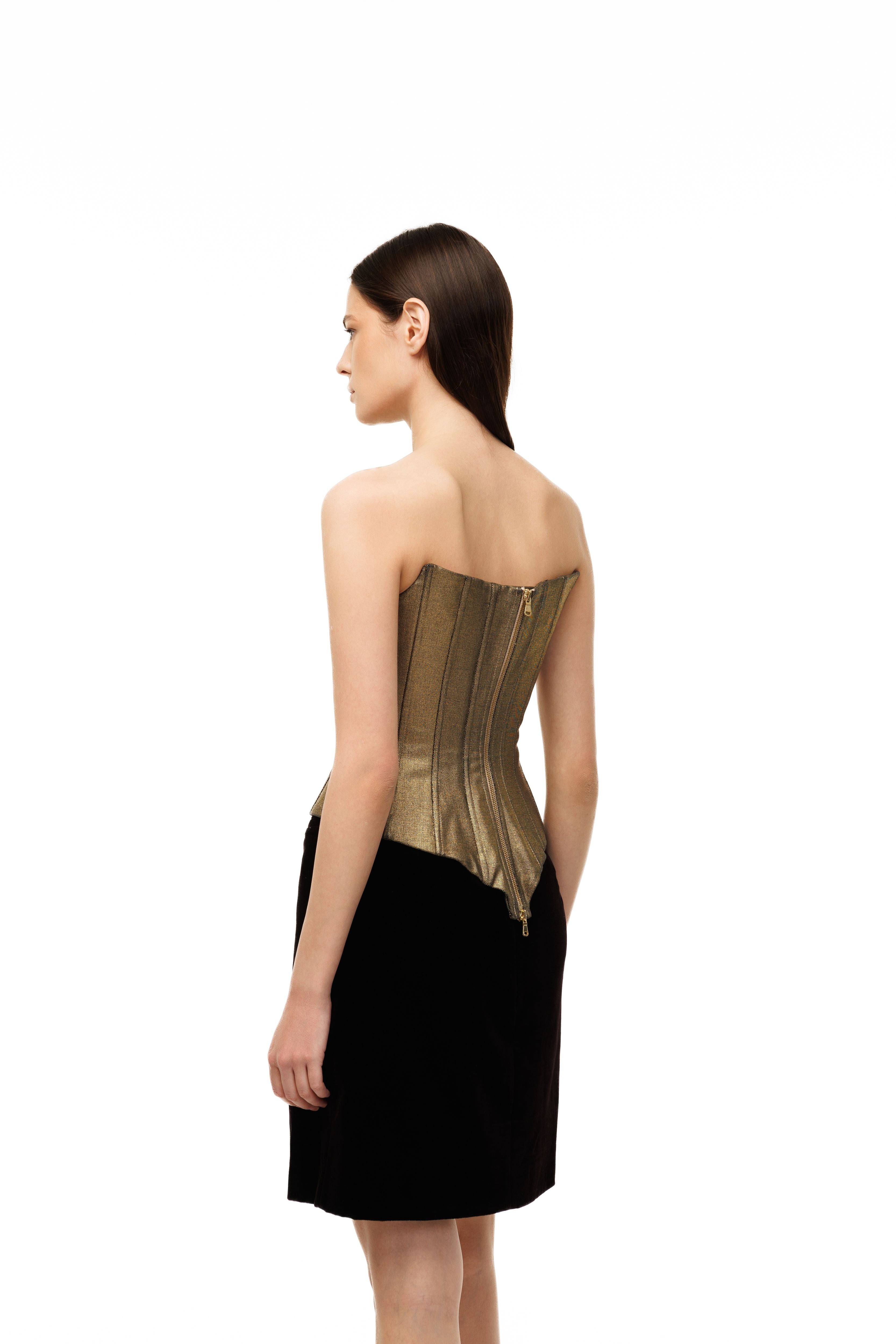 Gold Skin Denim Corset