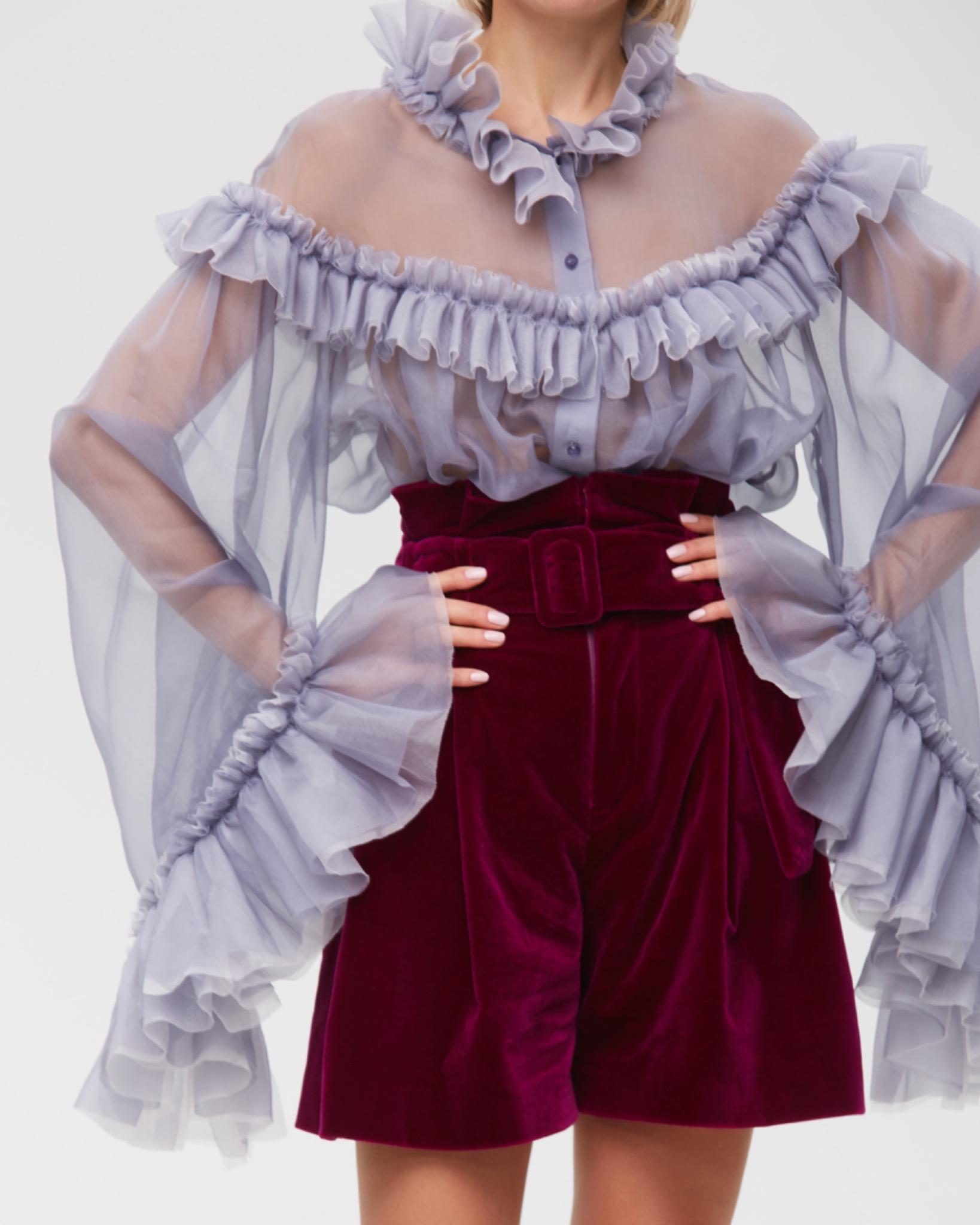 Ruffle Silk Blouse Sensual Whisper
