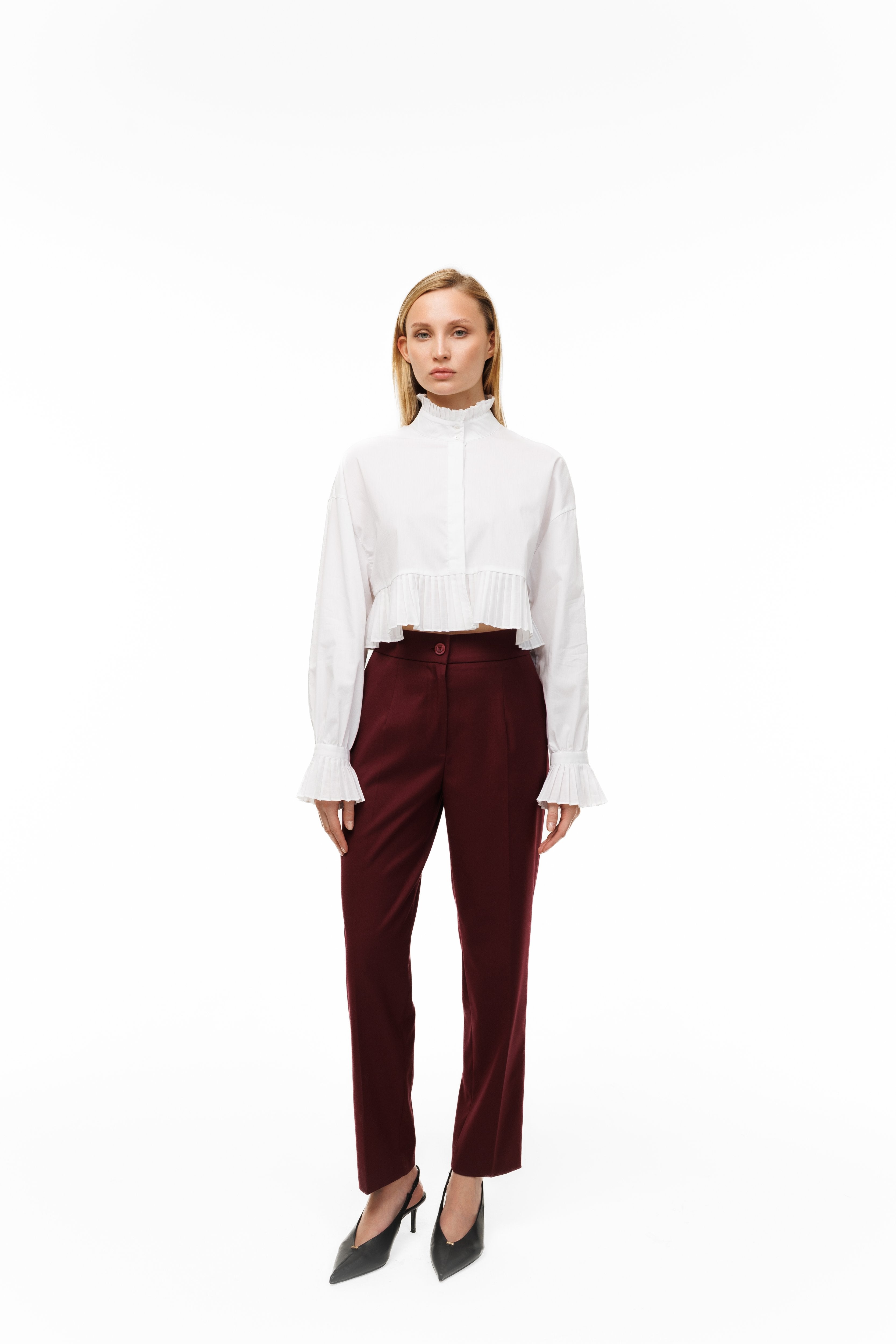 Mademoiselle Plissé Cropped Shirt-Blouse