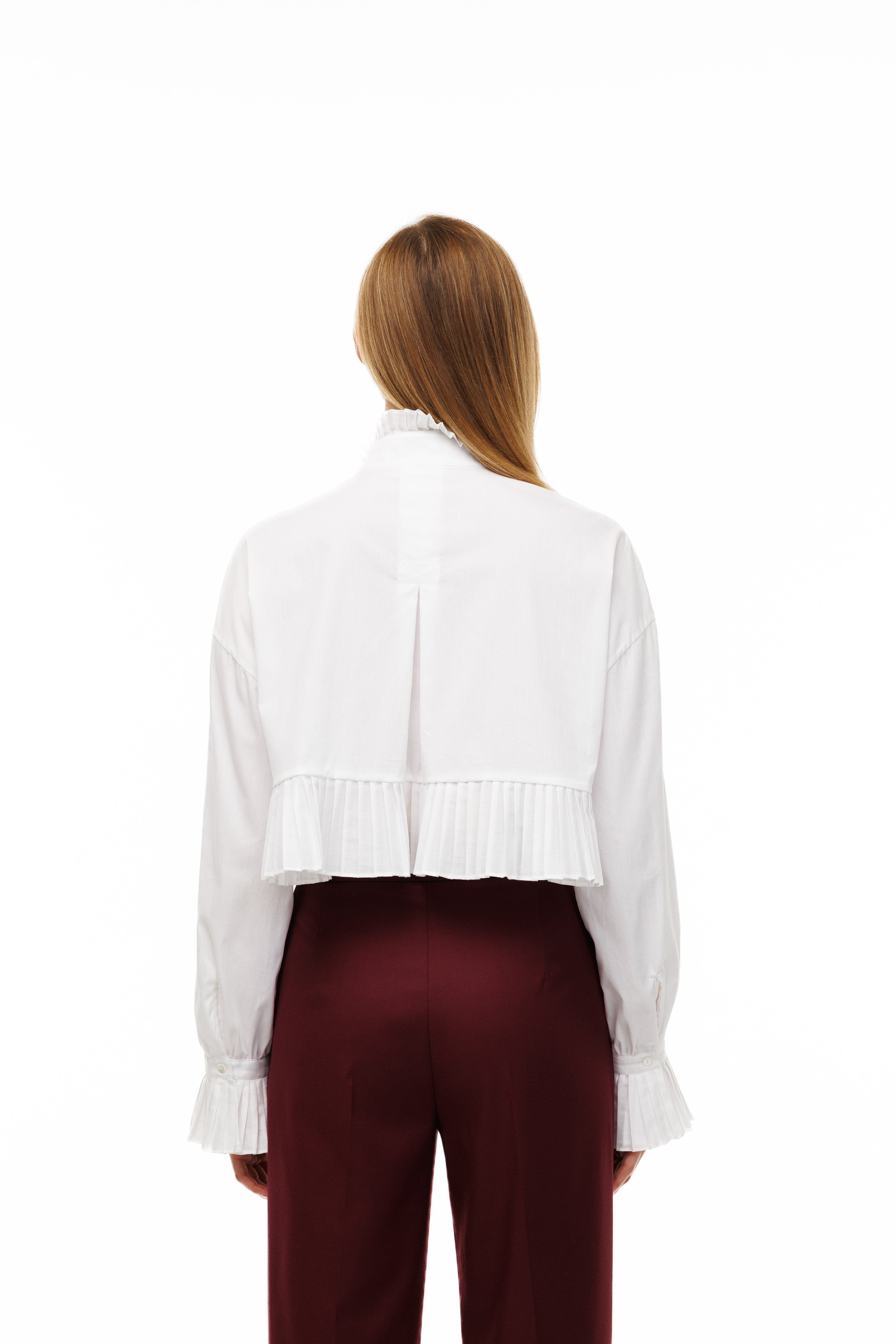 Mademoiselle Plissé Cropped Shirt-Blouse