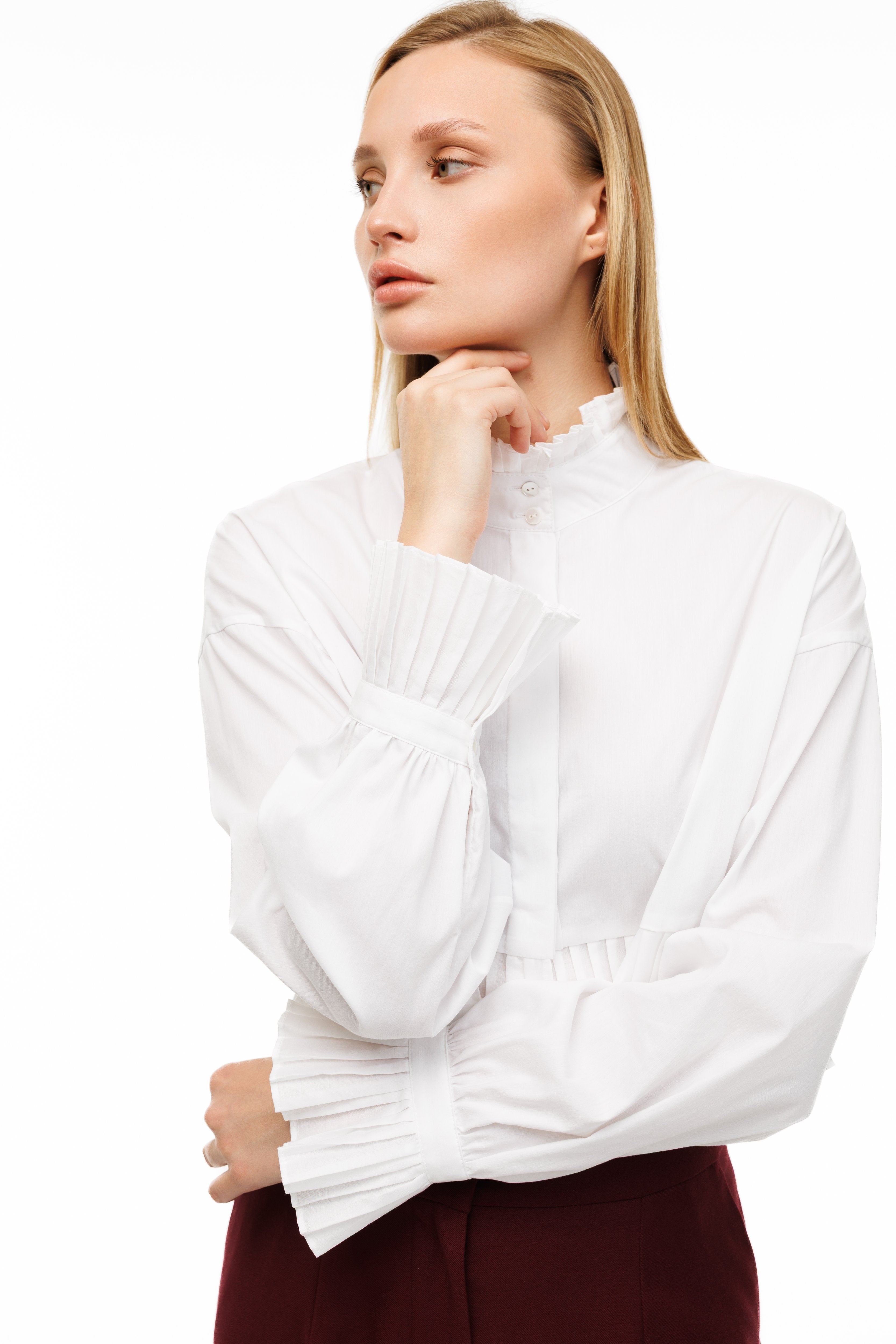 Mademoiselle Plissé Cropped Shirt-Blouse