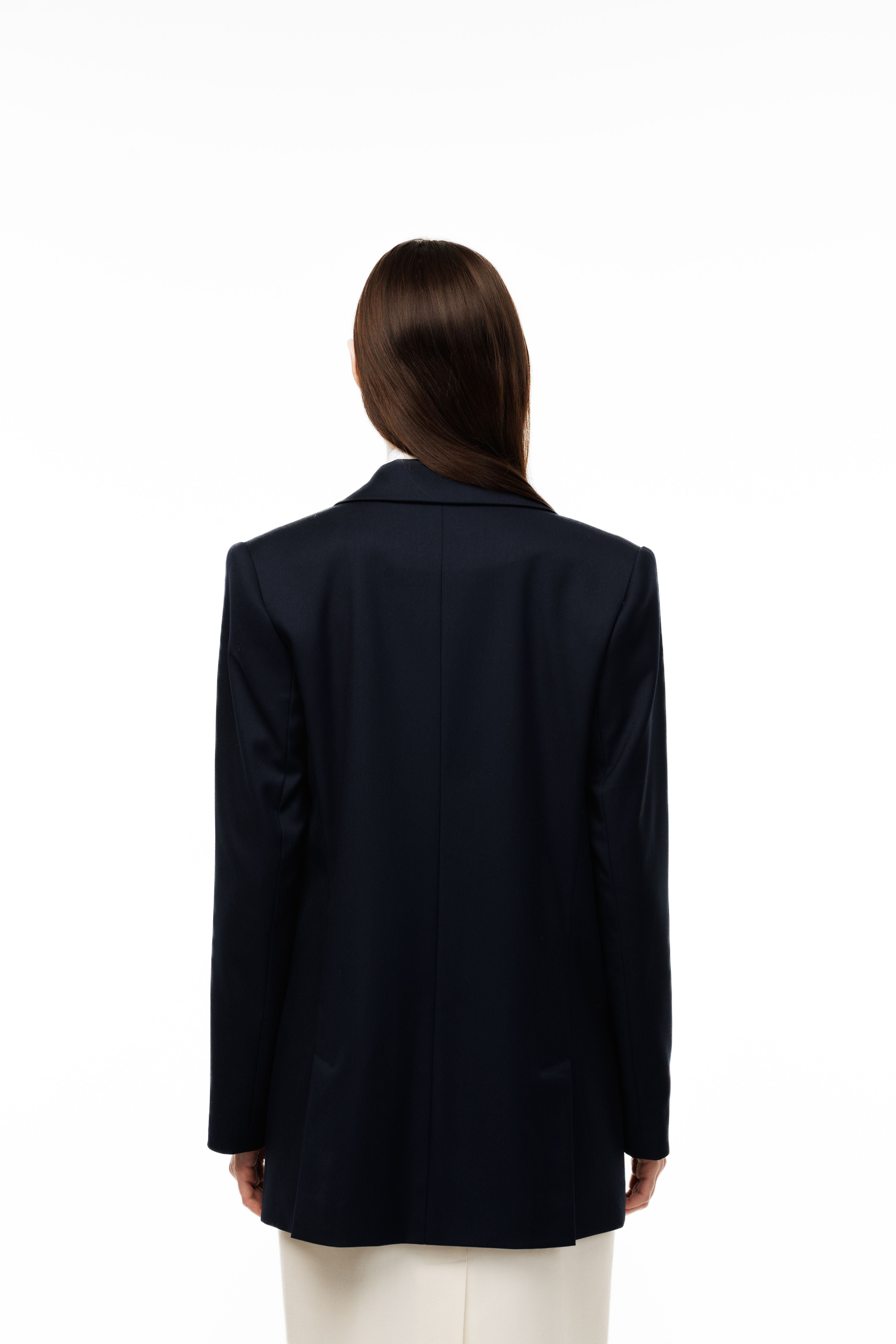 Woman wearing Oversized Blazer Midnight Navy by Mimaussy