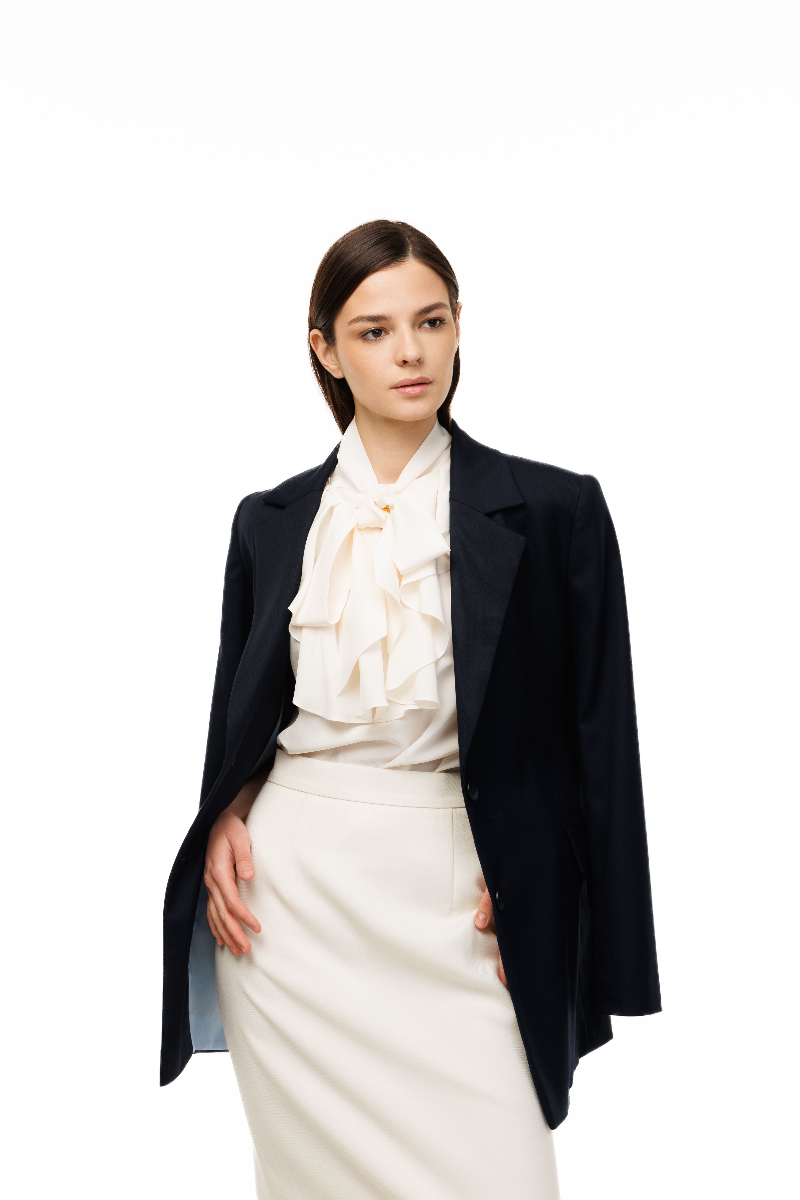 Woman wearing Oversized Blazer Midnight Navy by Mimaussy