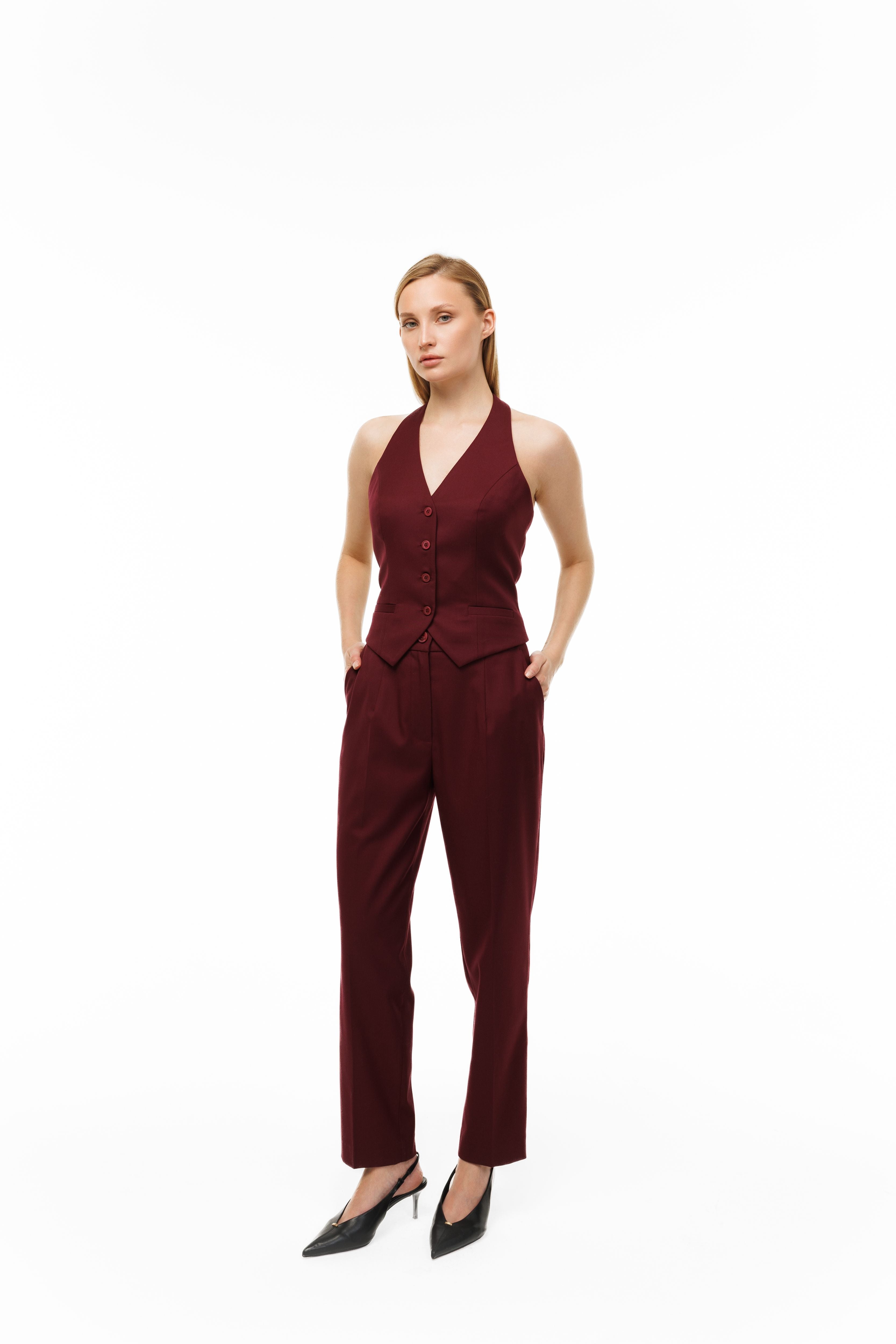 Tailored Waistcoat Burgundy