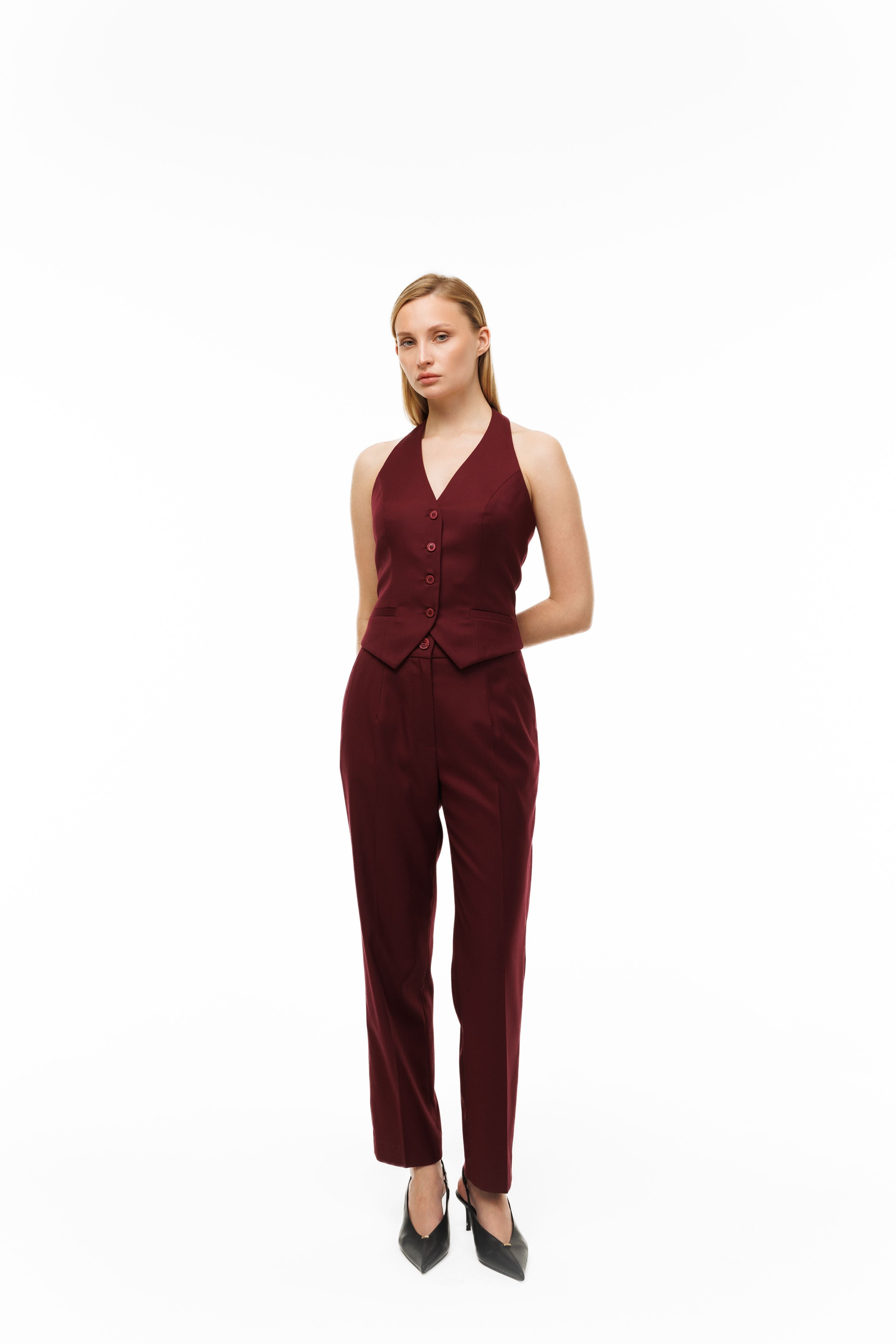 Tailored Waistcoat Burgundy