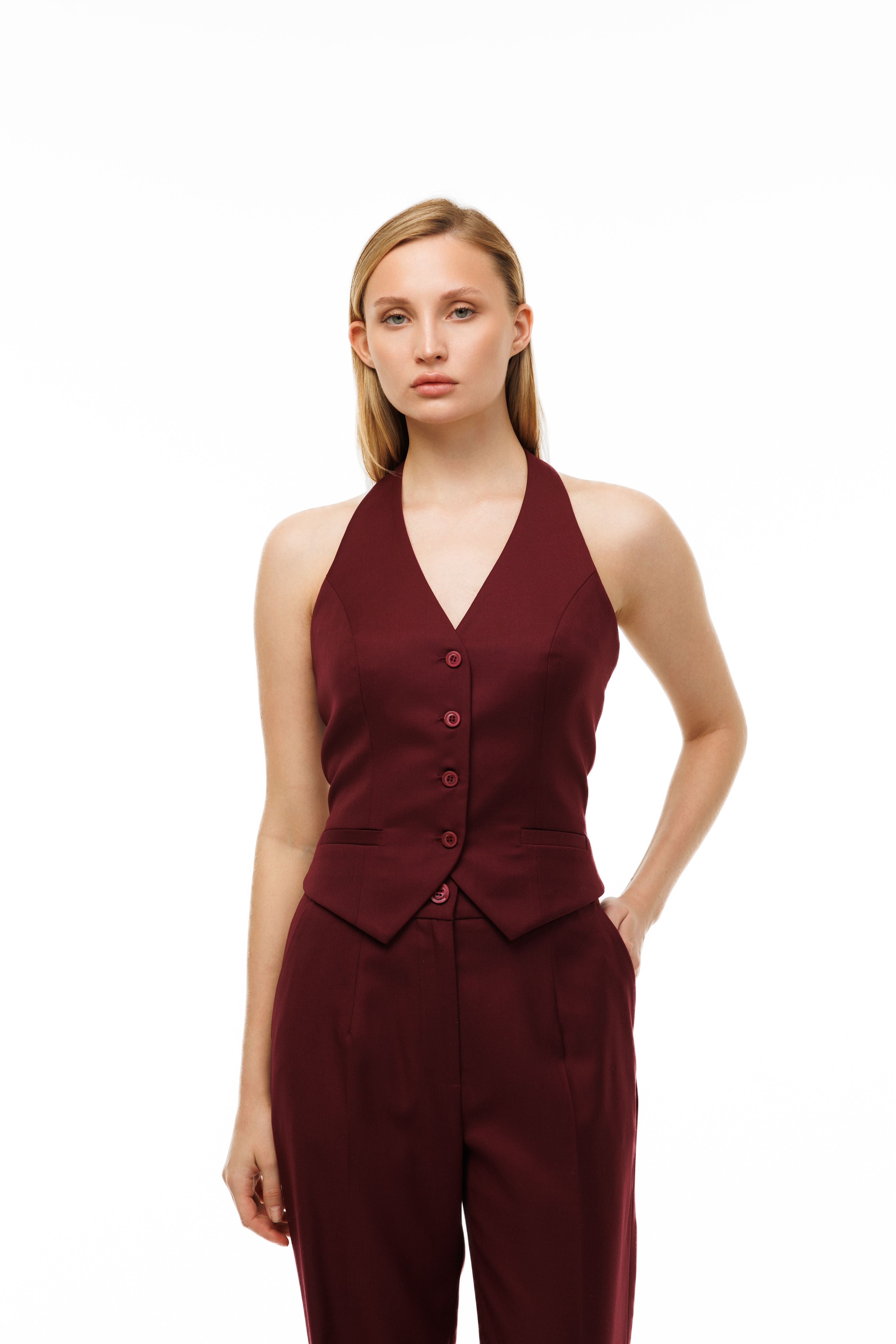 Tailored Waistcoat Burgundy