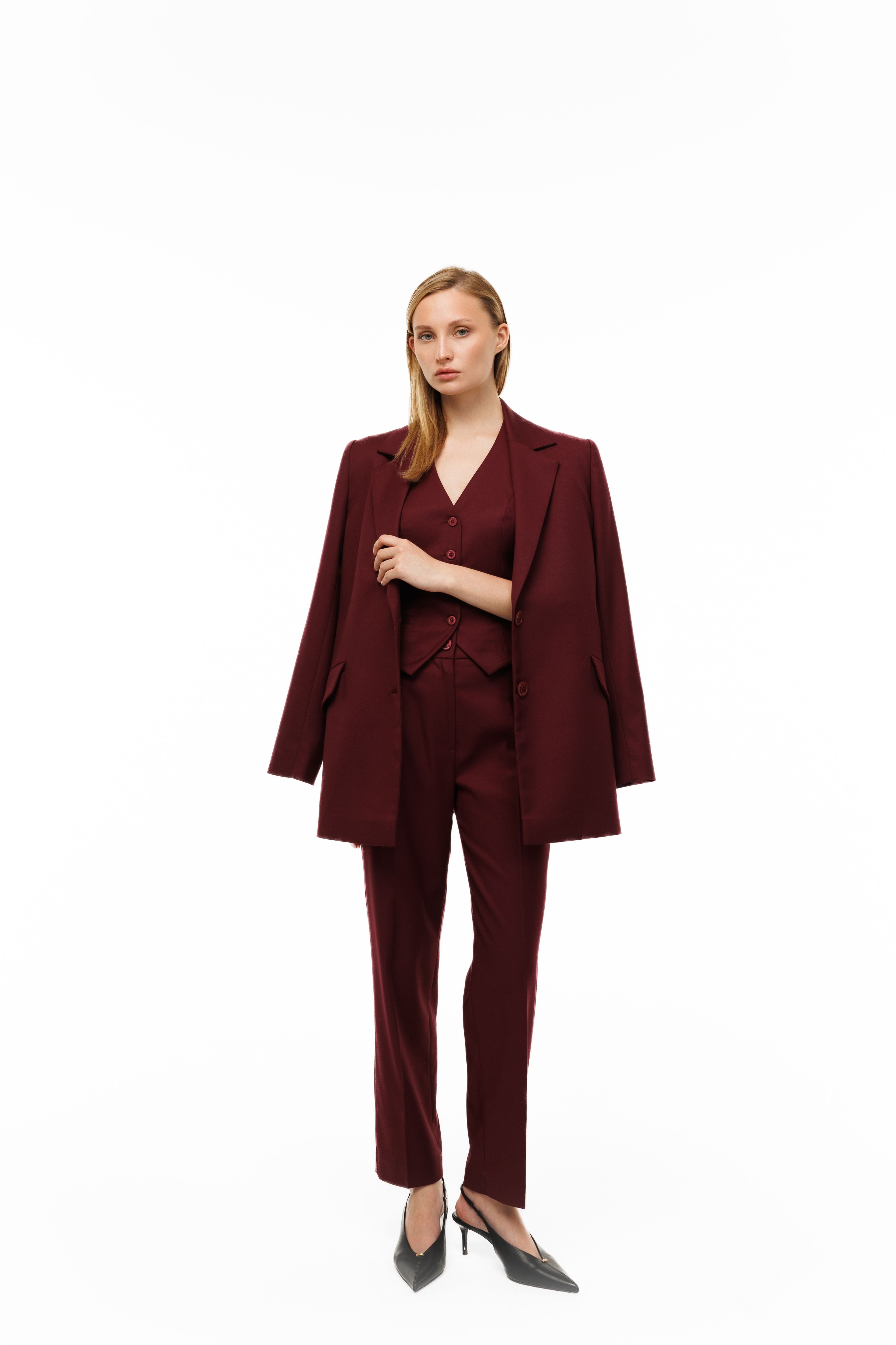 Tailored Waistcoat Burgundy