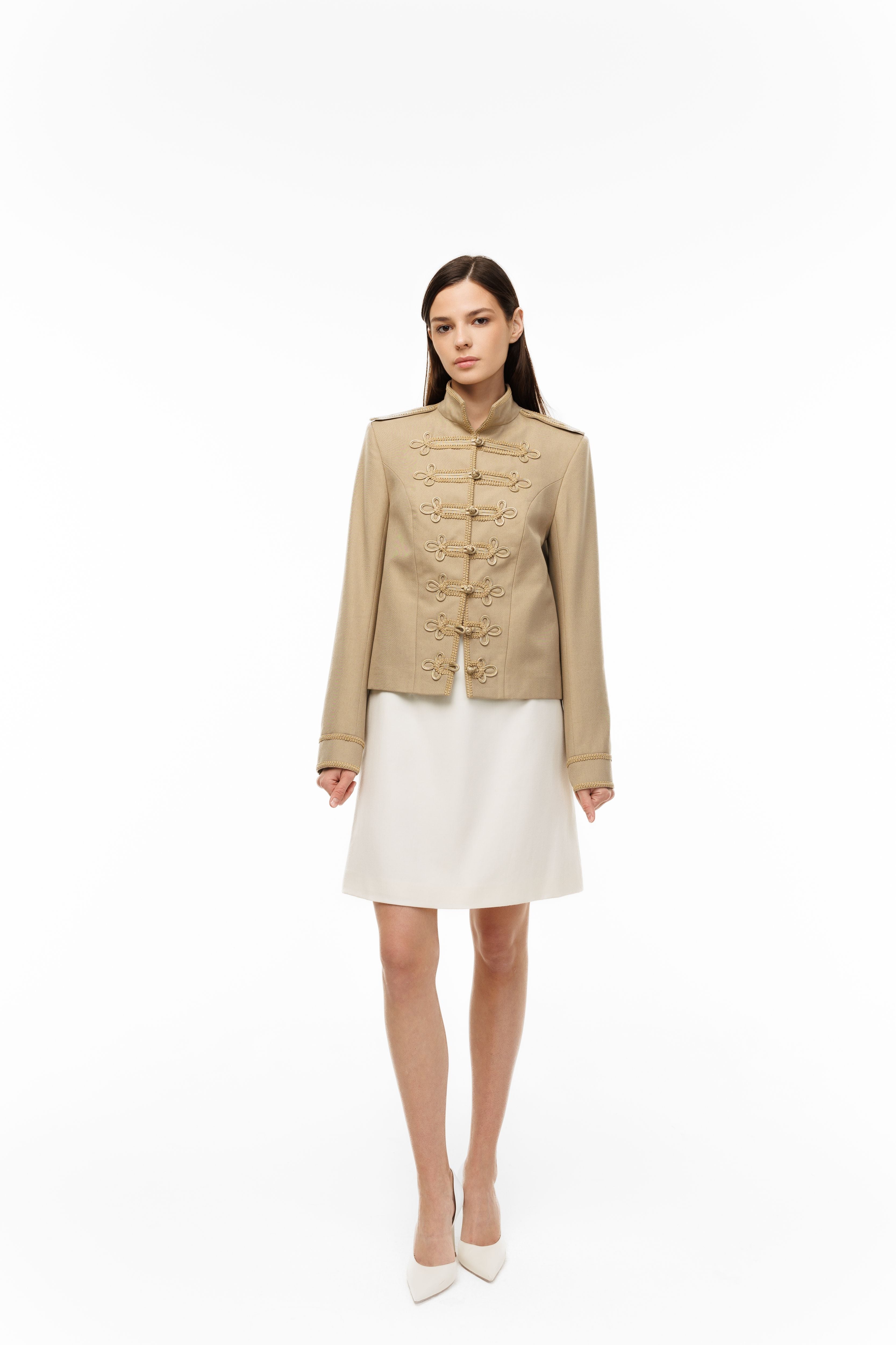 Woman wearing The Napoléon Jacket by Mimaussy