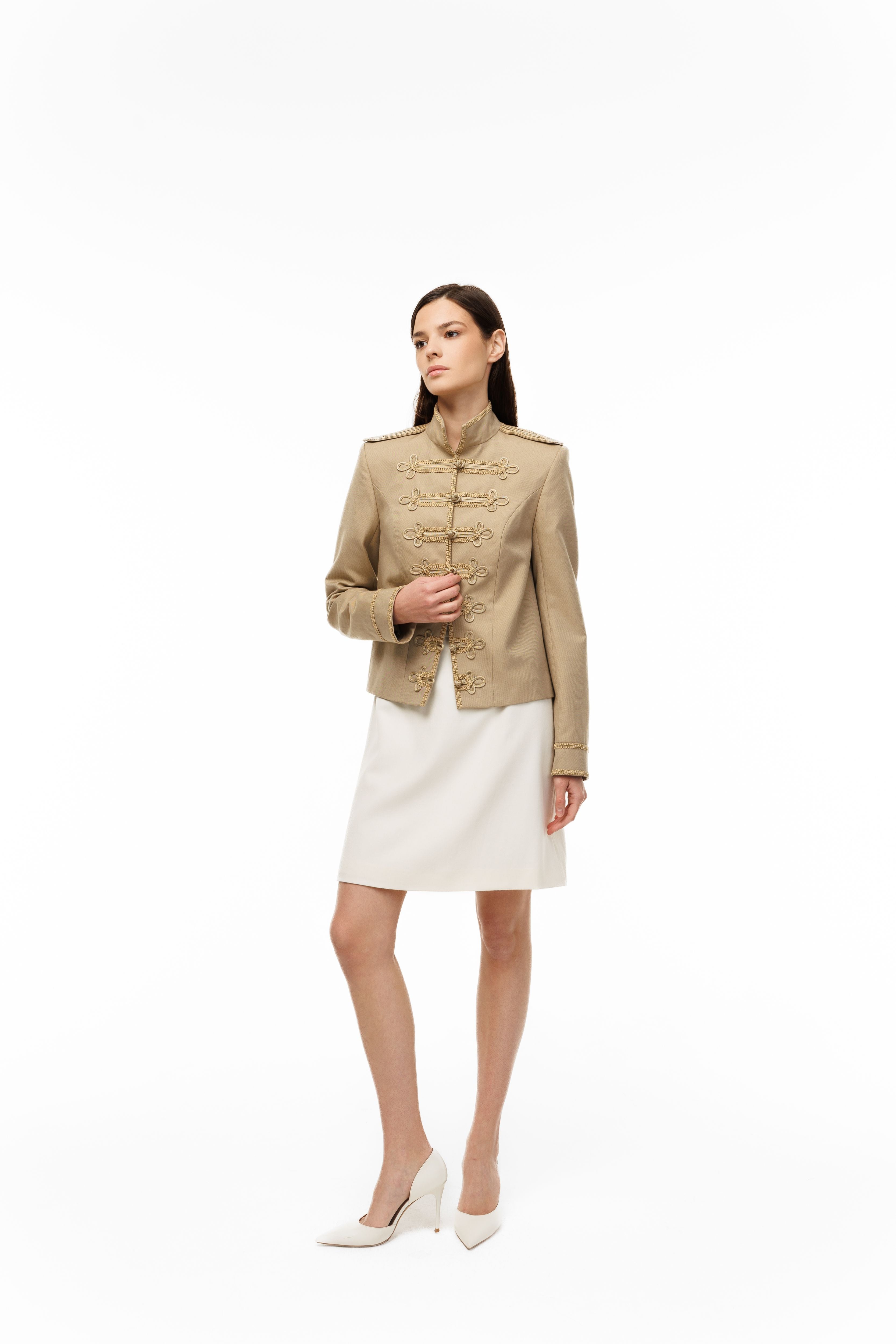Woman wearing The Napoléon Jacket by Mimaussy