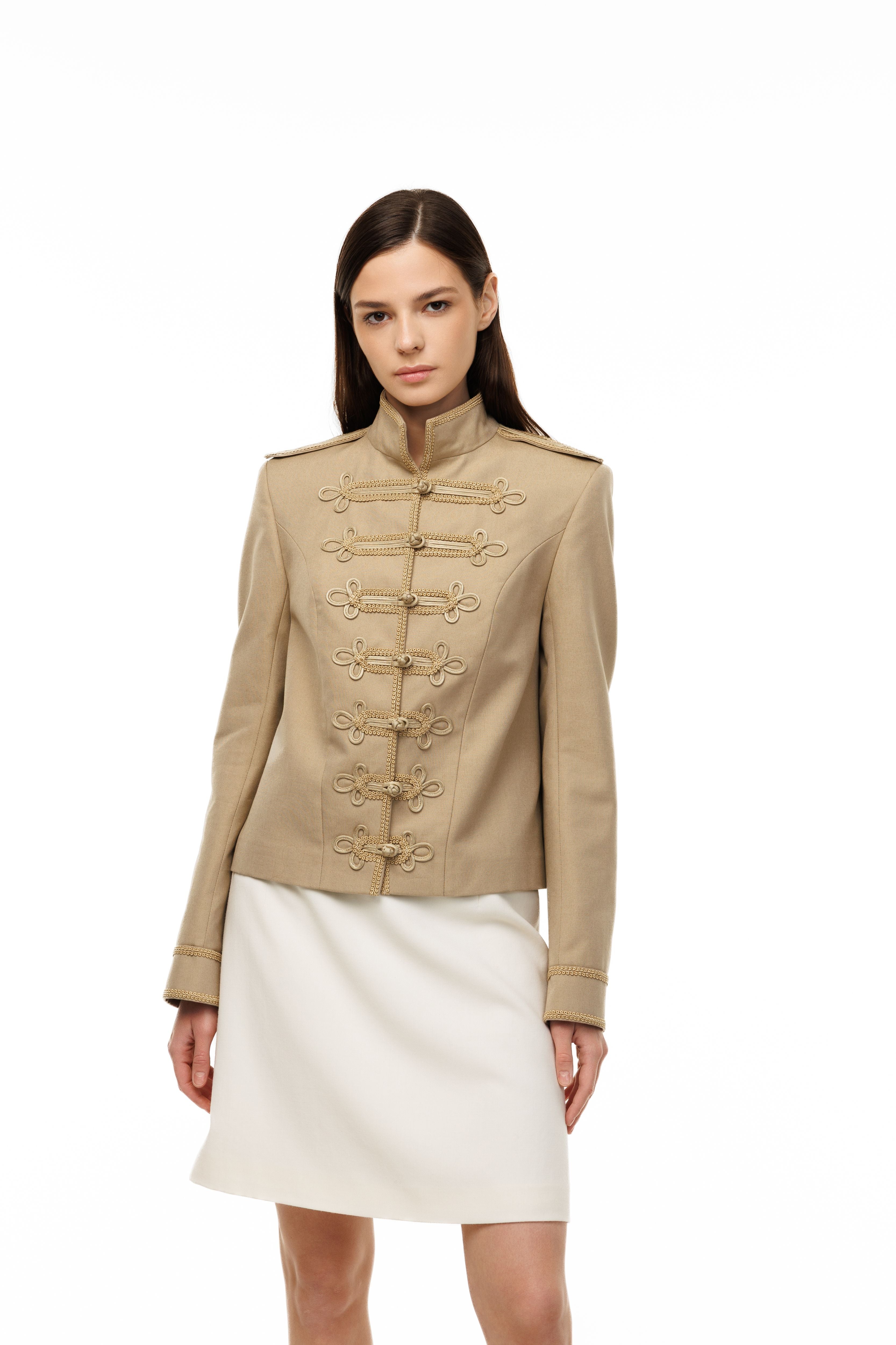 Woman wearing The Napoléon Jacket by Mimaussy