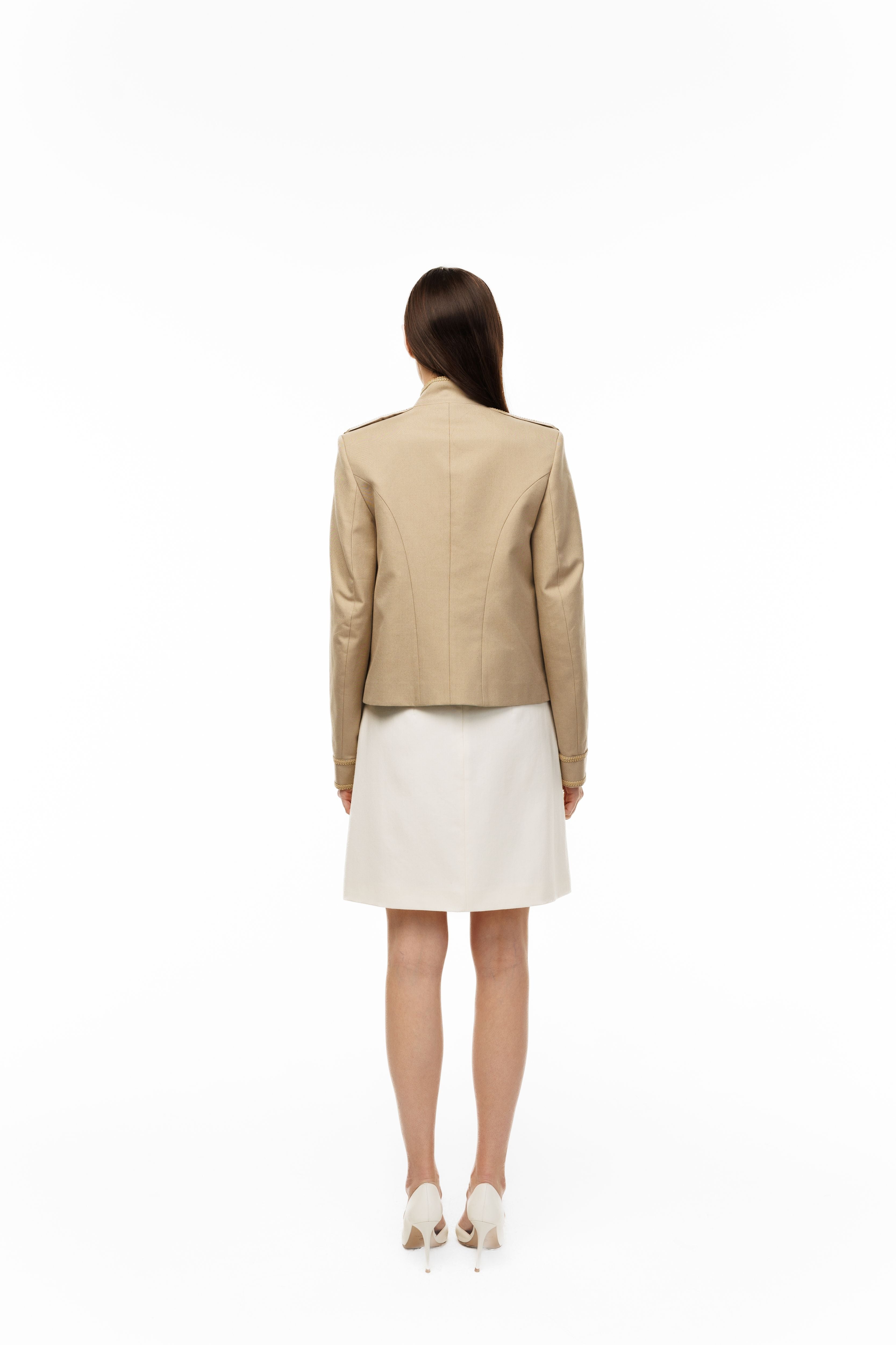 Woman wearing The Napoléon Jacket by Mimaussy