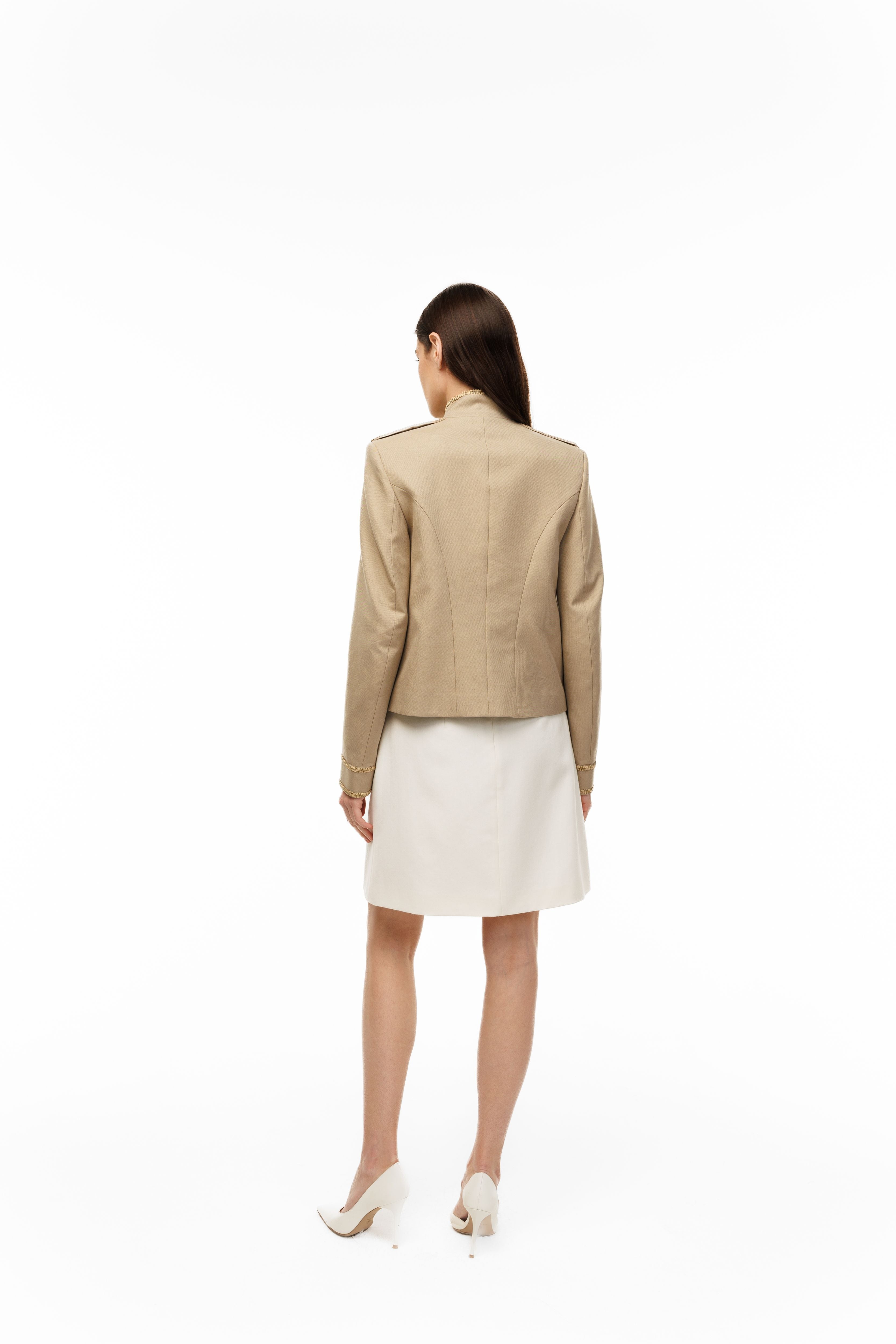 Woman wearing The Napoléon Jacket by Mimaussy