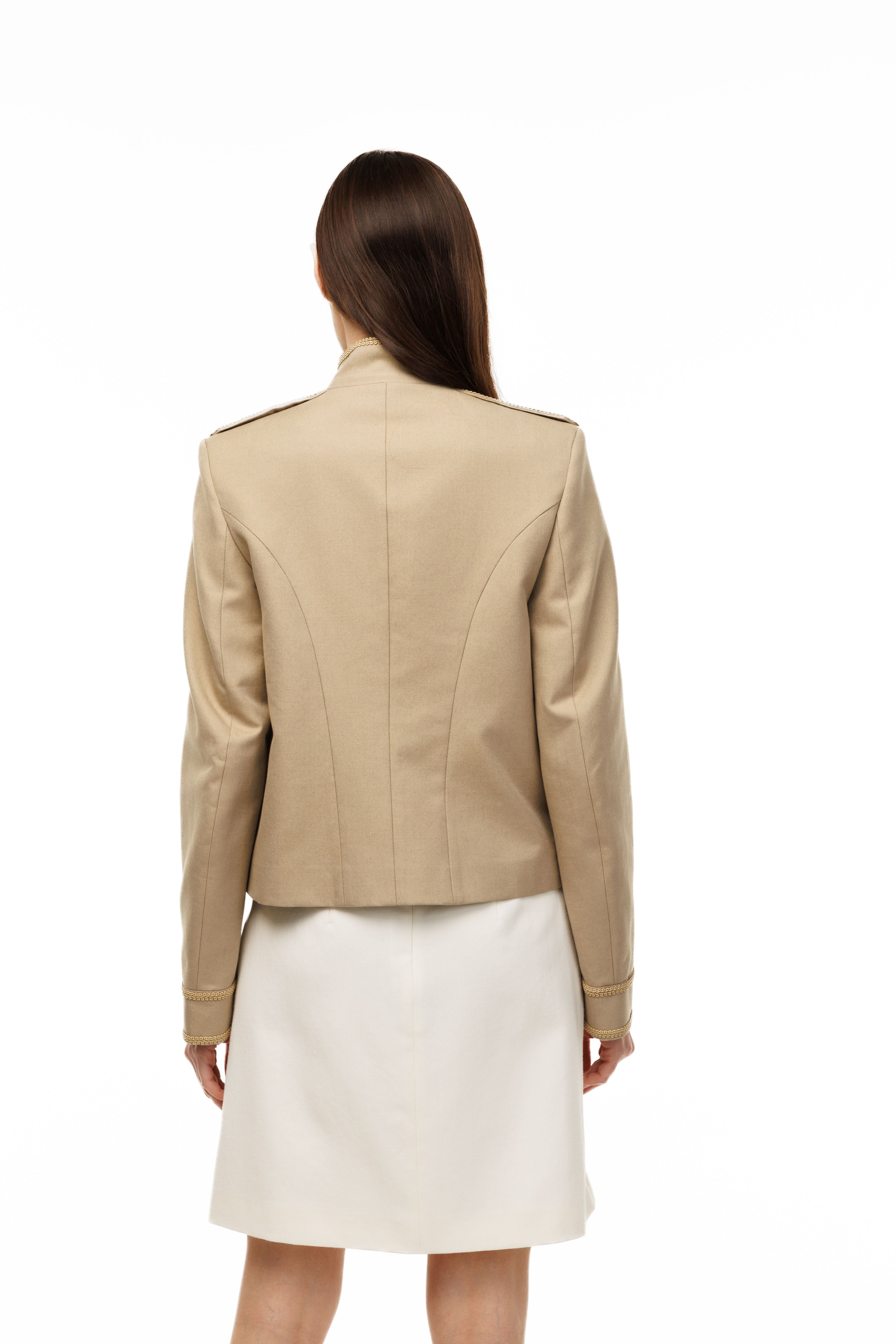 Woman wearing The Napoléon Jacket by Mimaussy