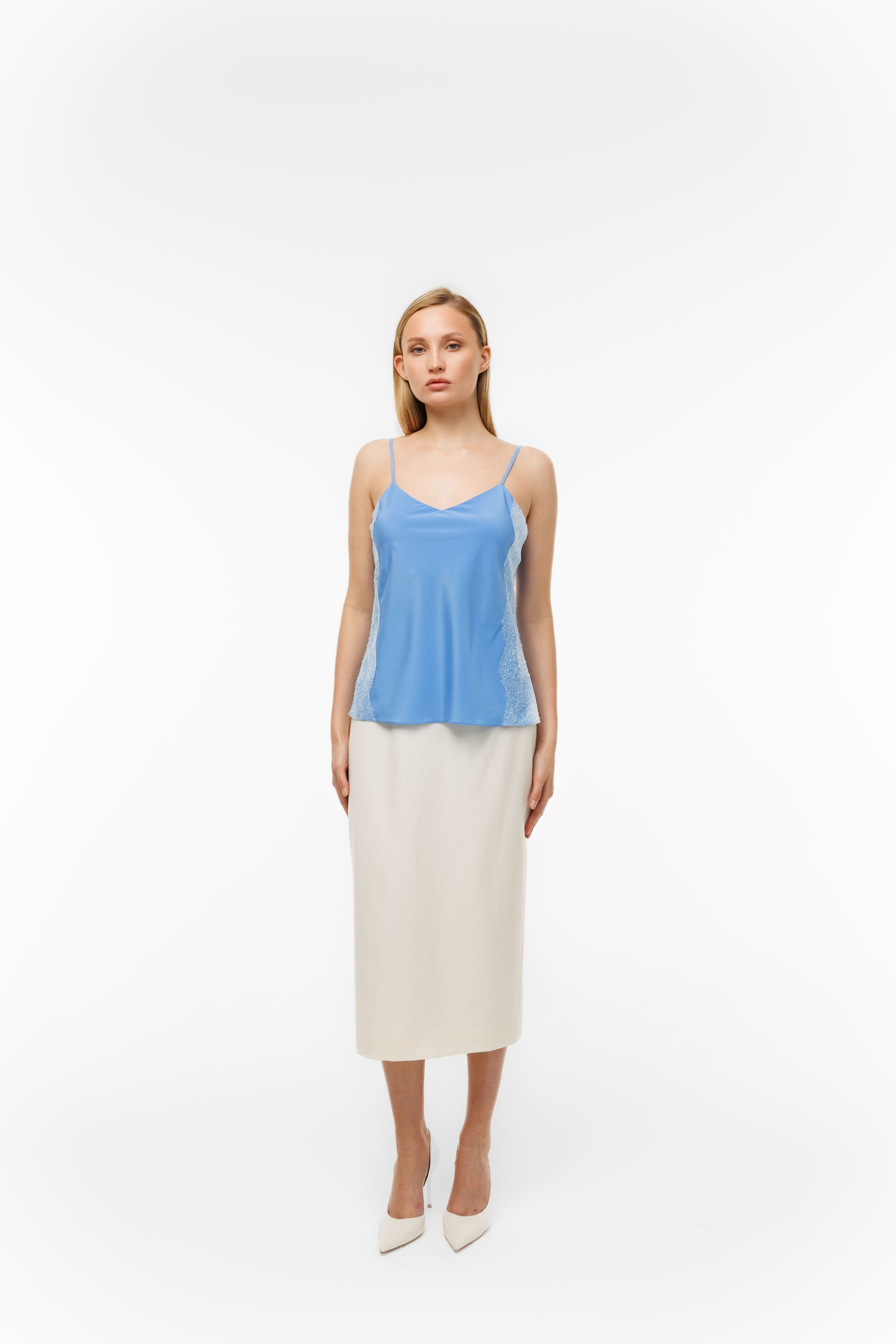 Top Murmure Bleu with lace