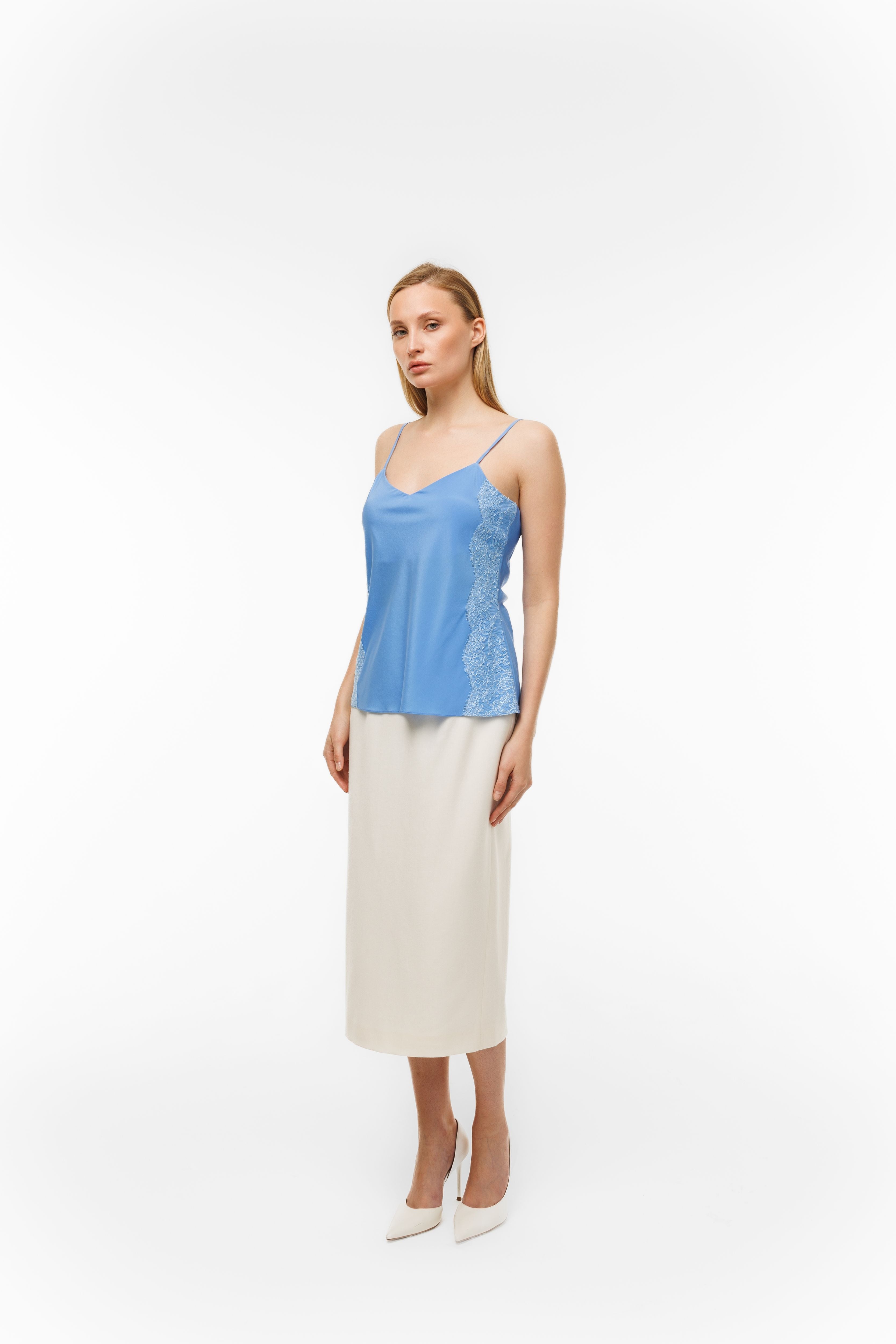 Top Murmure Bleu with lace
