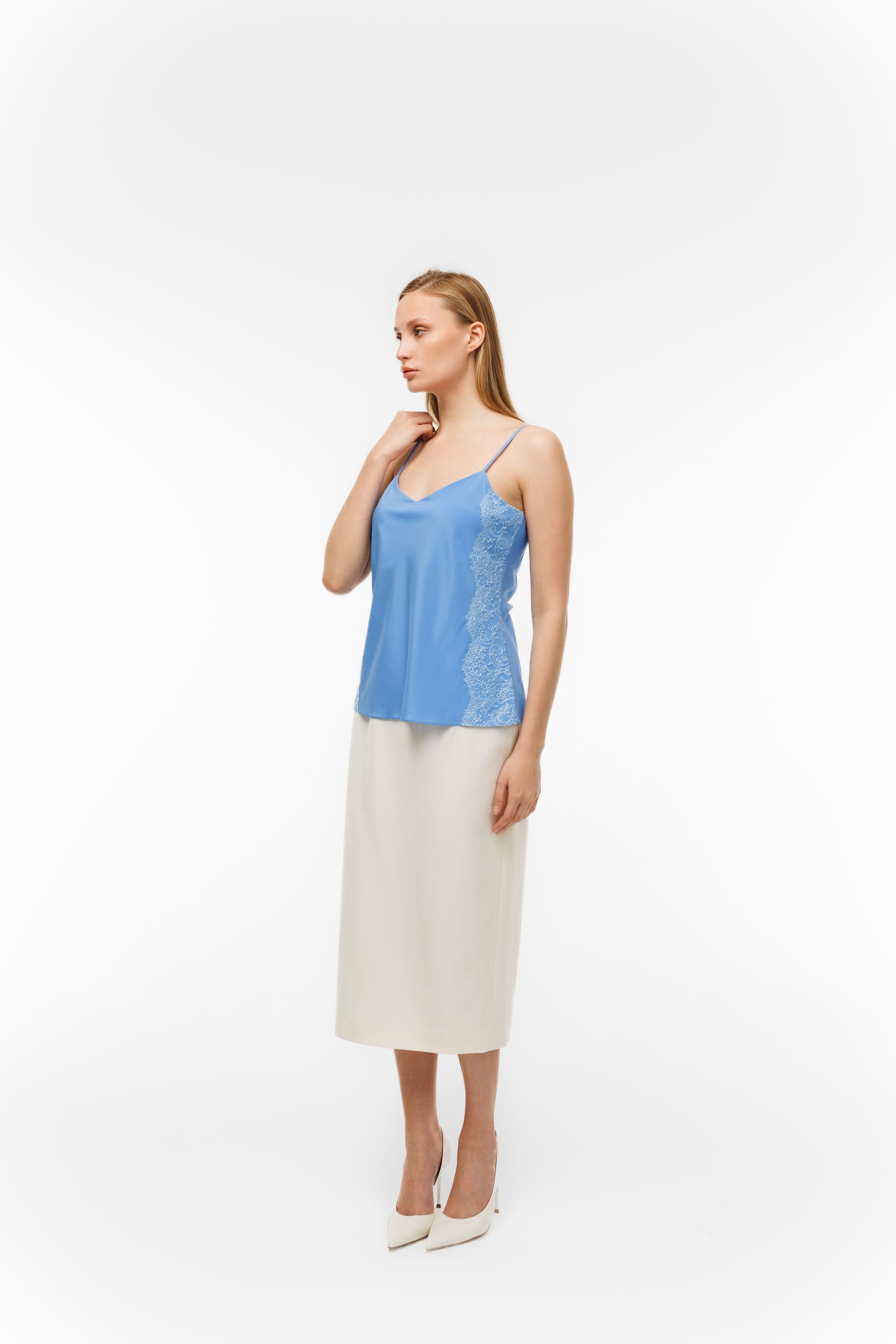 Top Murmure Bleu with lace