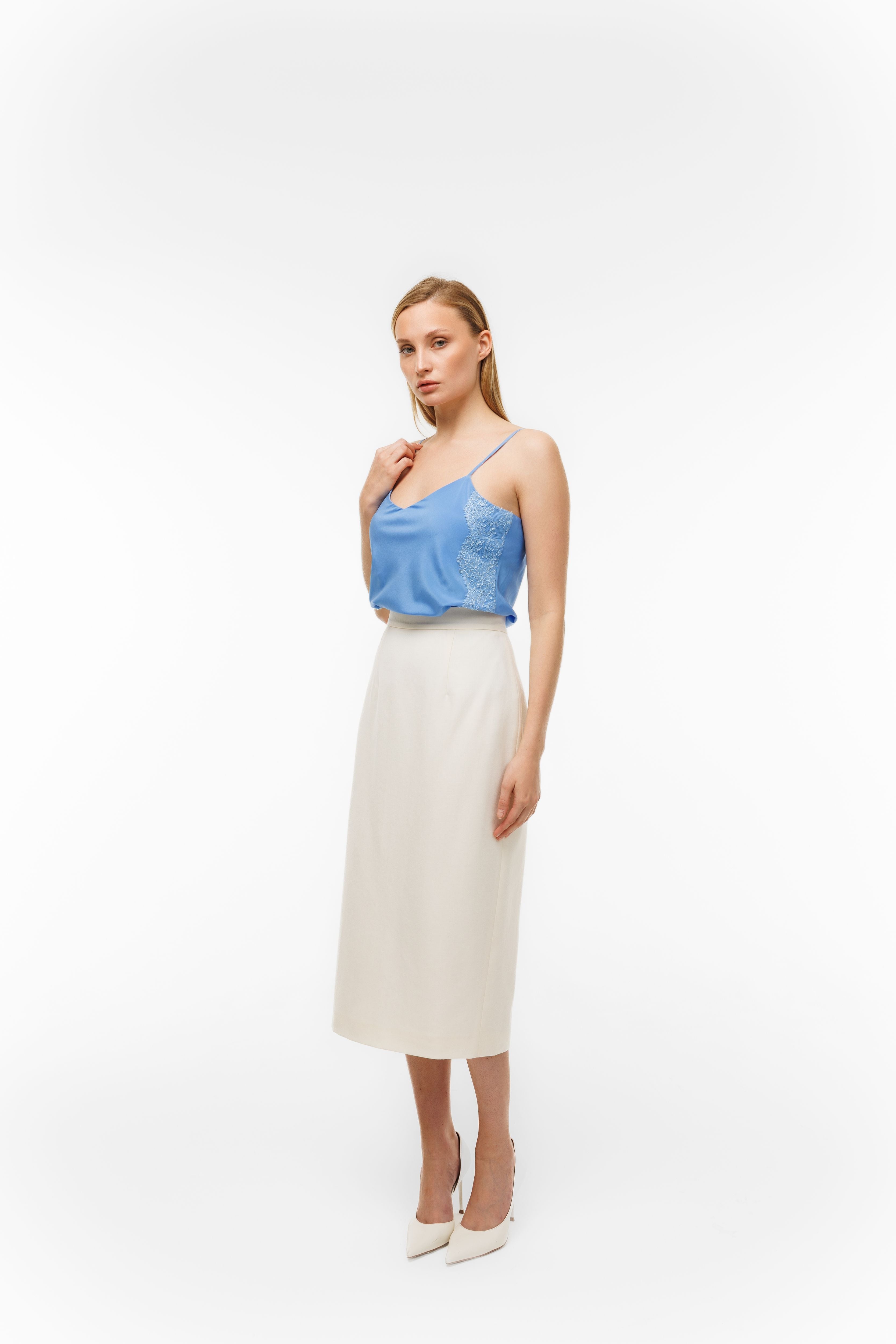 Top Murmure Bleu with lace