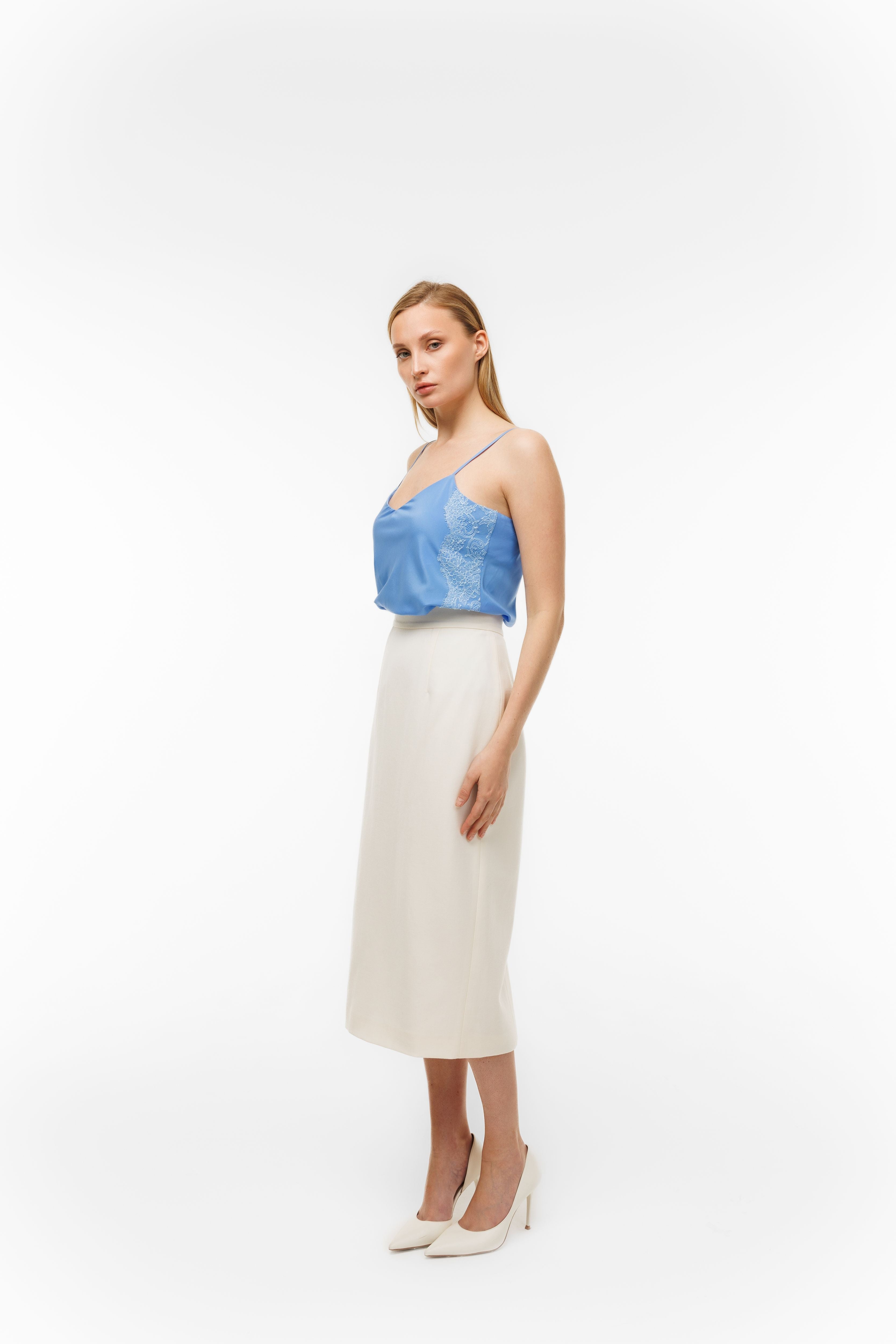 Top Murmure Bleu with lace