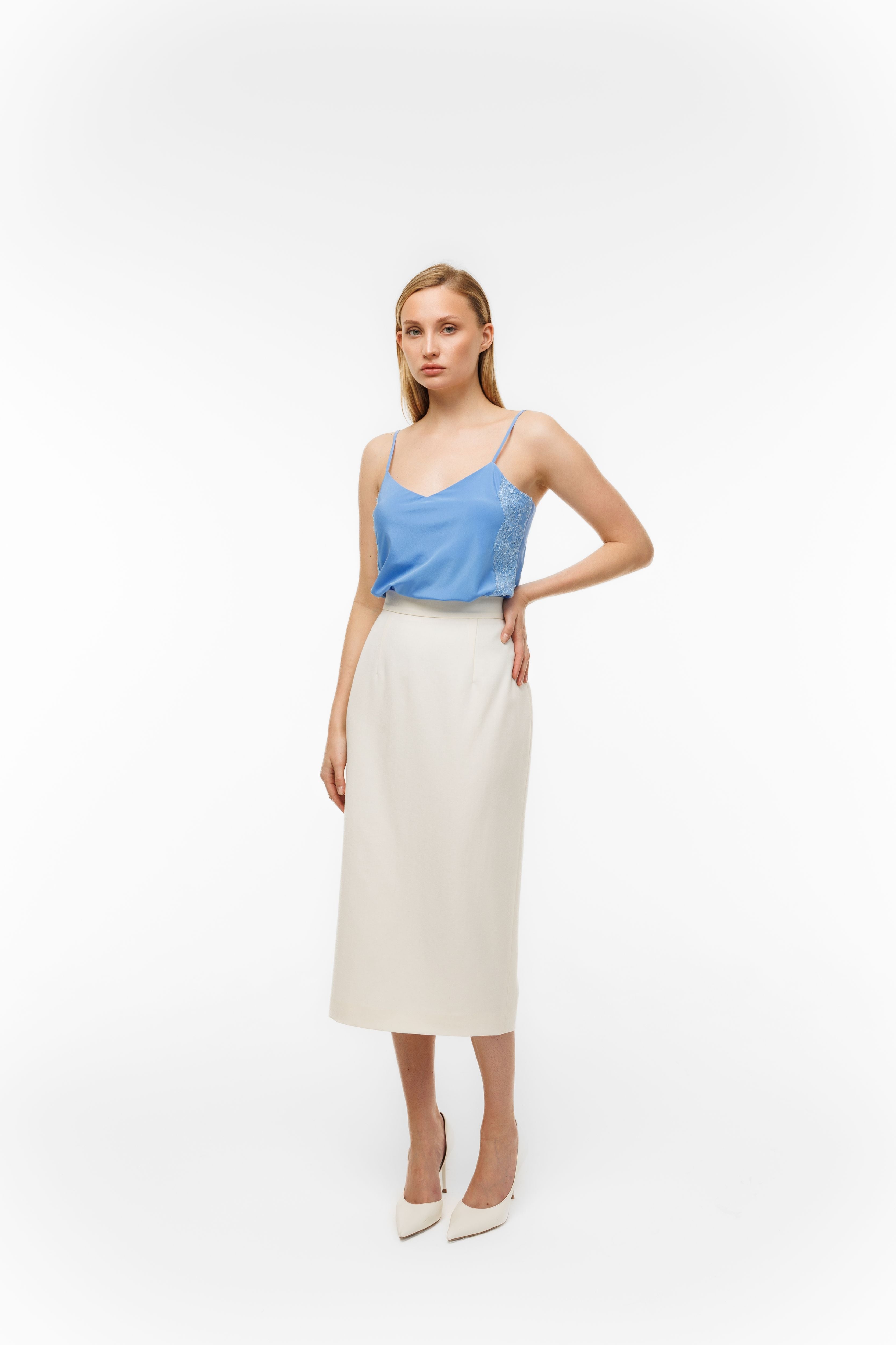 Top Murmure Bleu with lace