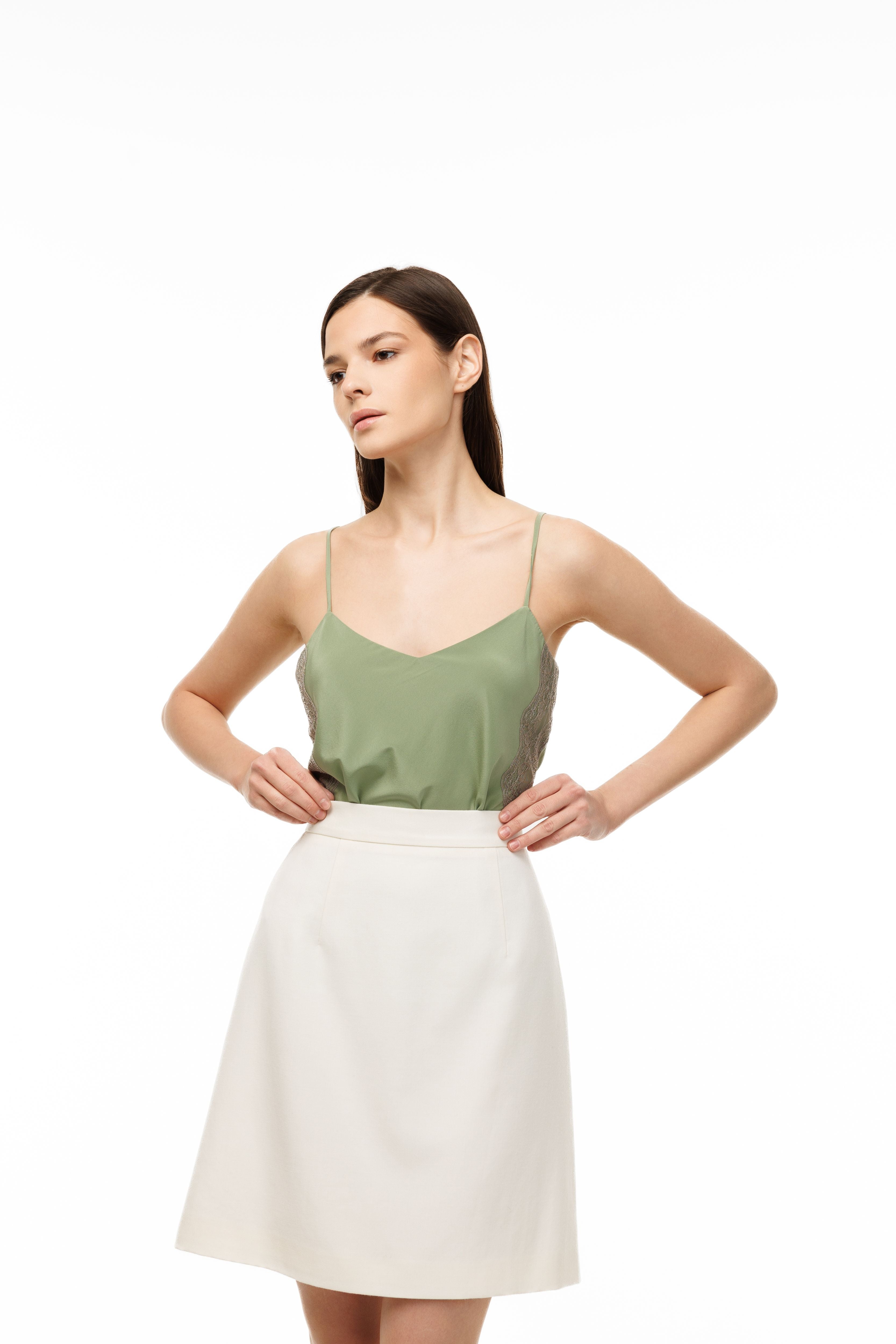 Top Murmure Pistache with lace