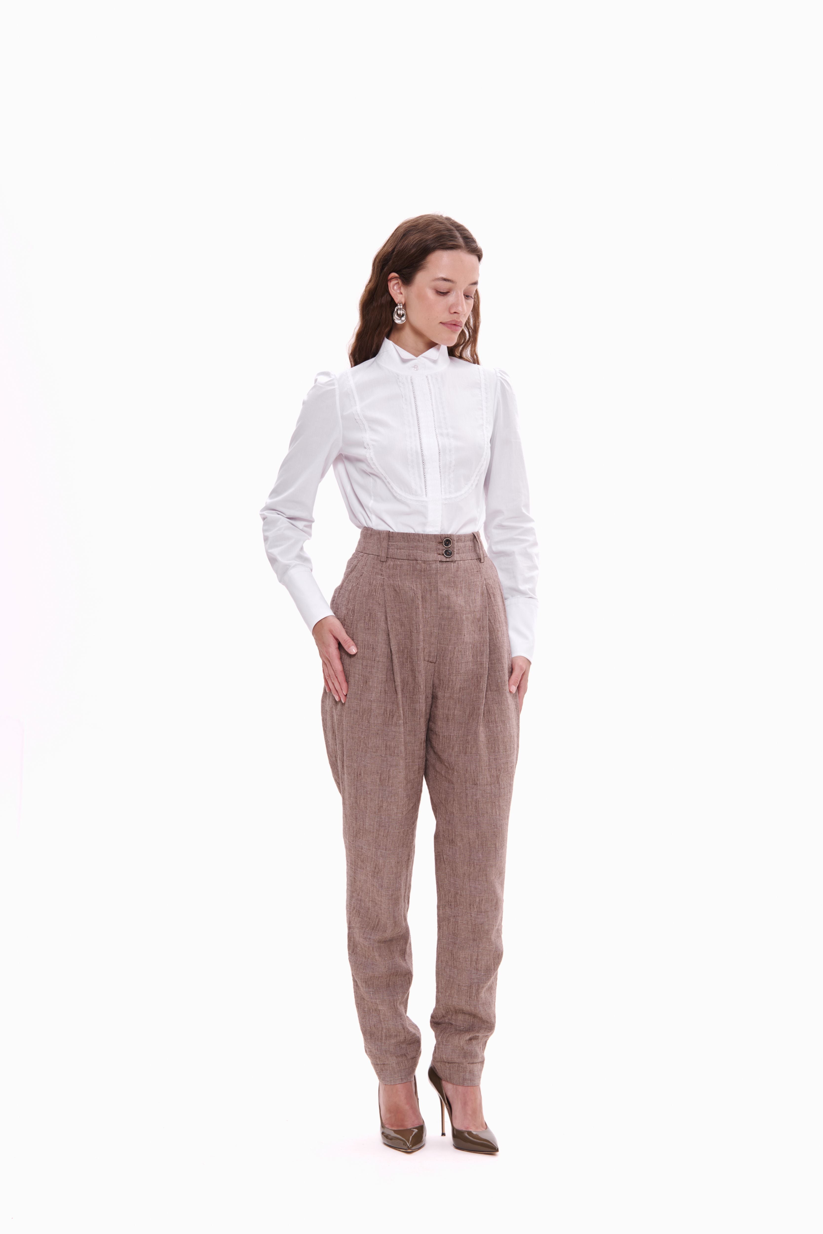 Linen Trousers Western brown