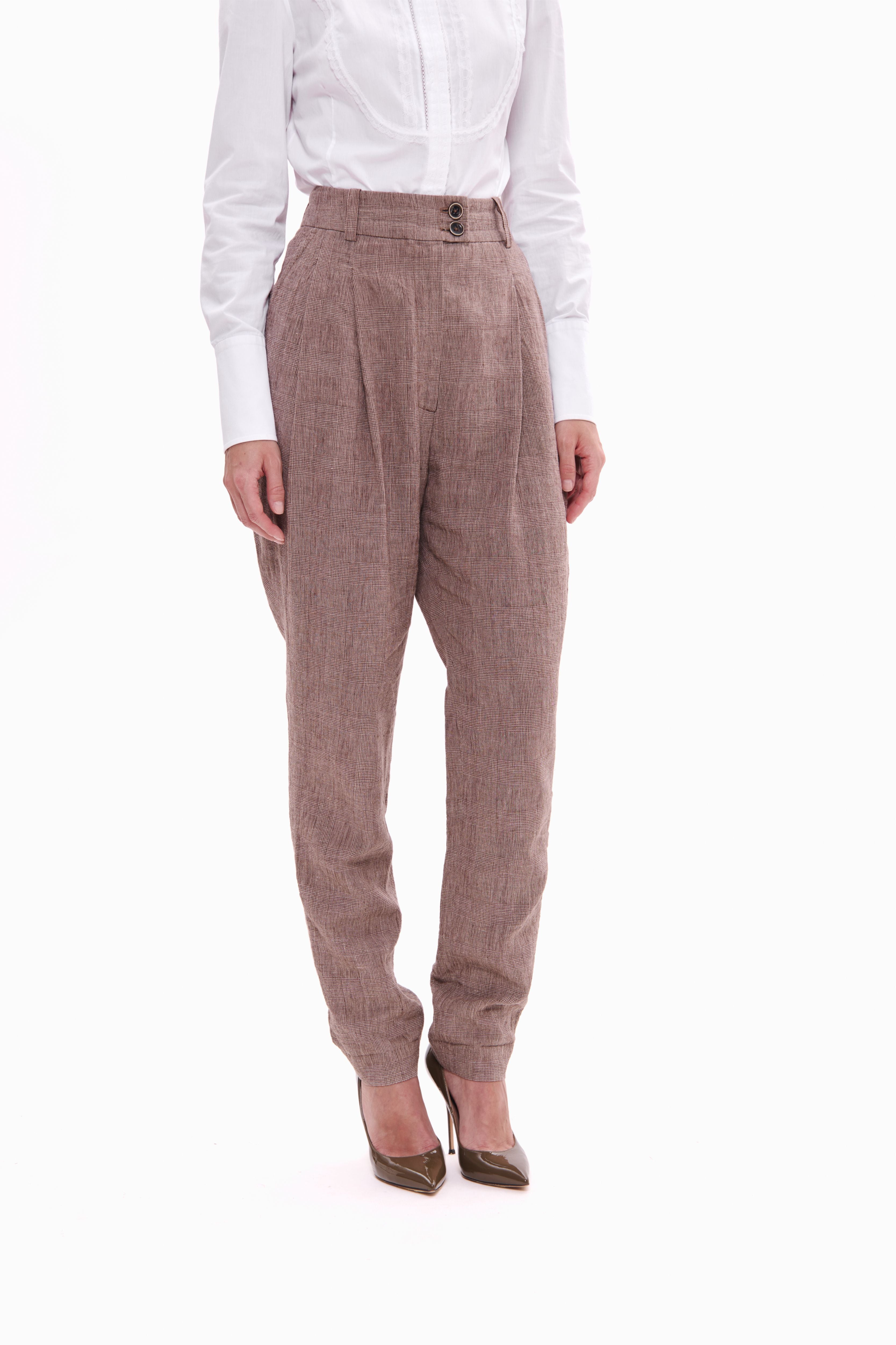 Linen Trousers Western brown