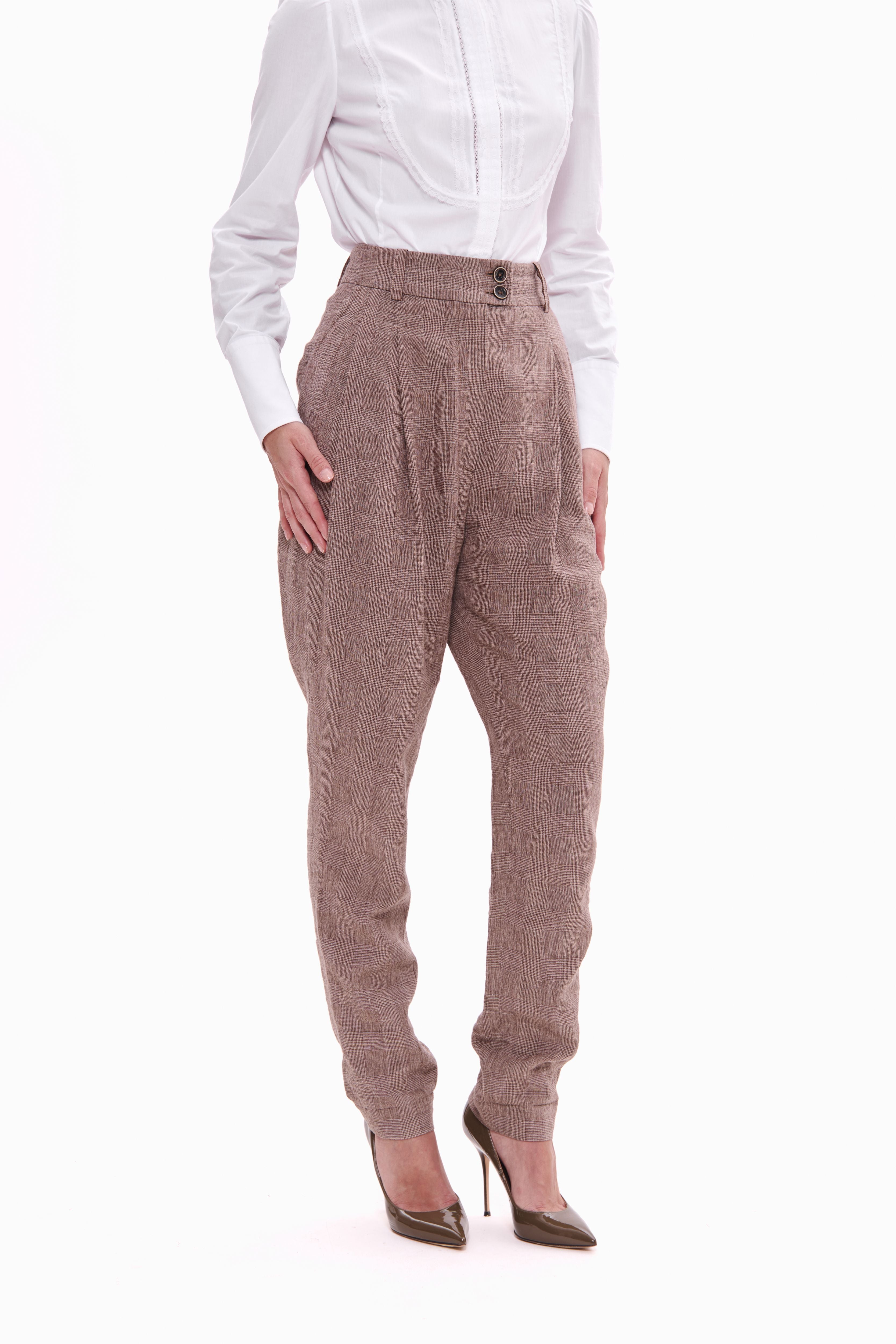 Linen Trousers Western brown