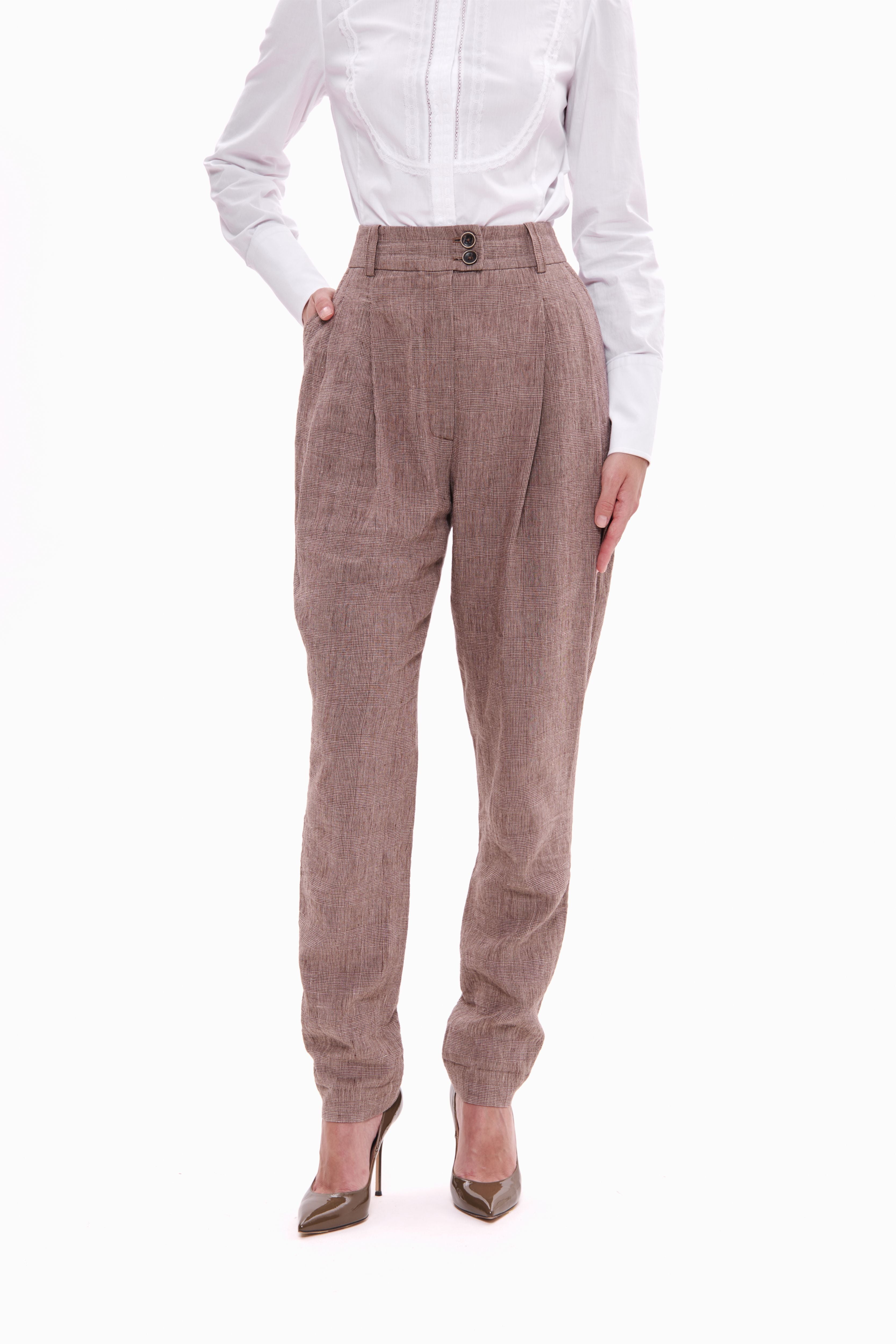 Linen Trousers Western brown
