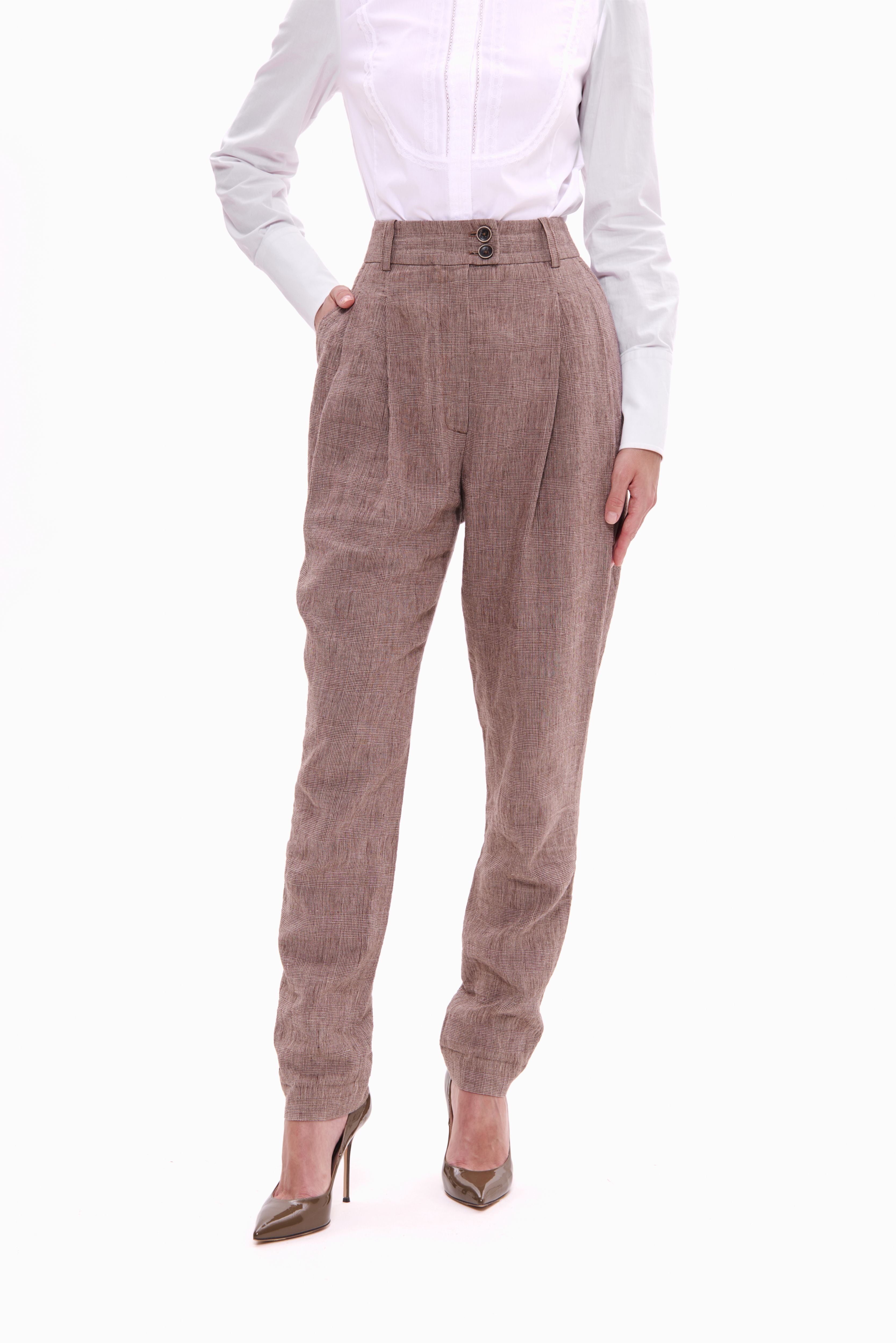Linen Trousers Western brown