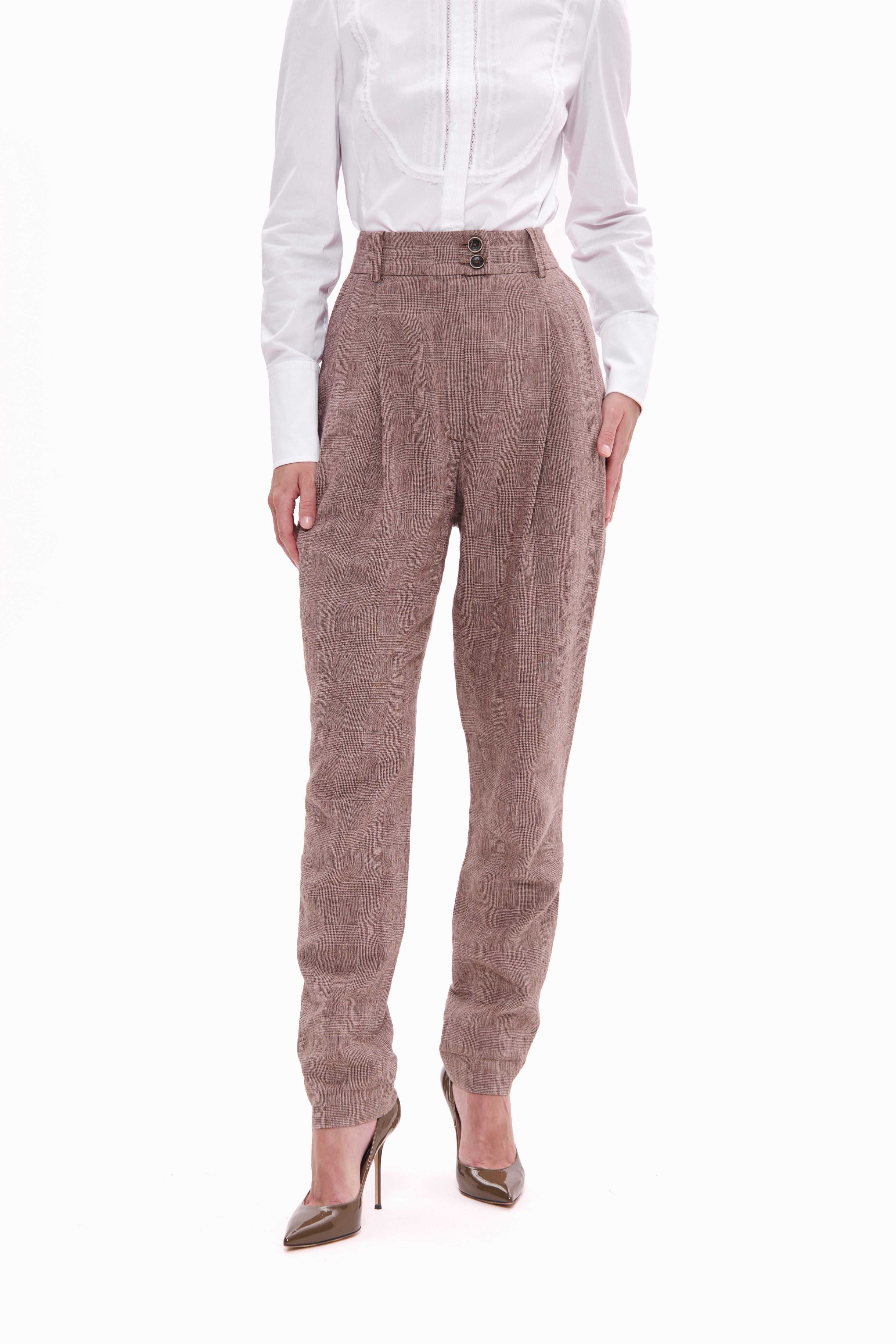 Linen Trousers Western brown